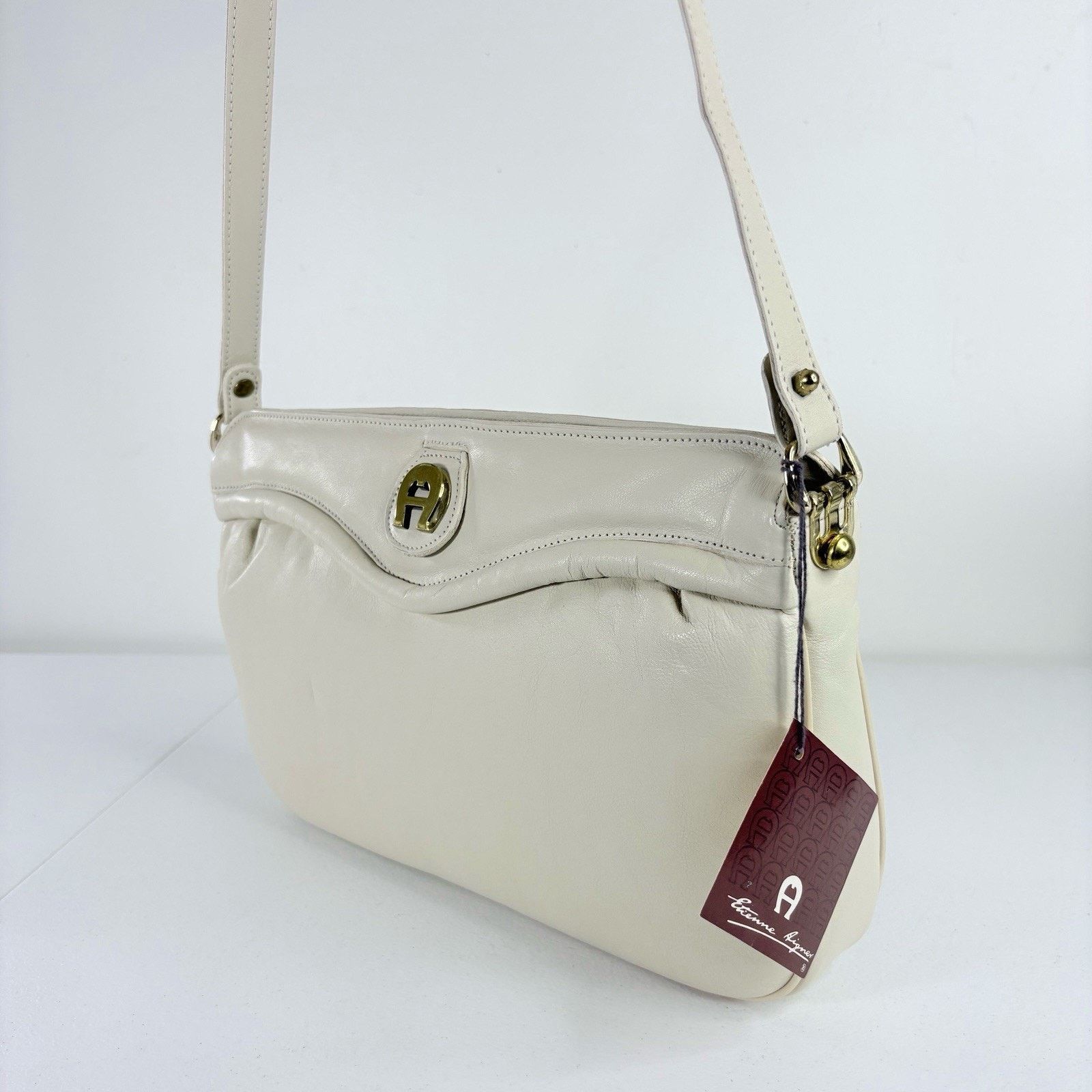 Etienne Aigner VTG 60 70s ETIENNE AIGNER Shoulder Handbag Ivory Leather NOS Size ONE SIZE - 10 Thumbnail