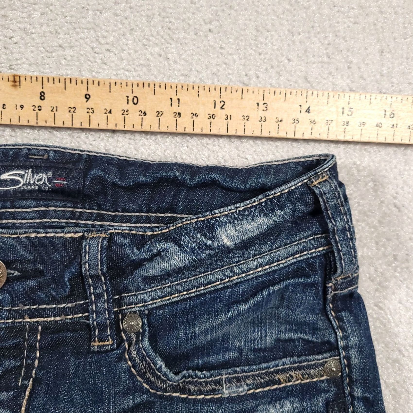 Silver Jeans Co. Silver Jeans SUKI Ankle SLIM Womens Size 28 Blue Denim Jeans Distressed Size 28" / US 6 / IT 42 - 4 Thumbnail