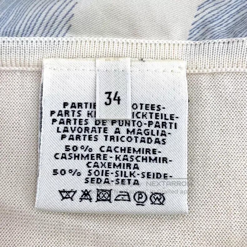Hermes Hermes Beige Printed Cashmere V-Neck Top Size XXS / US 00 / IT 34 - 6 Thumbnail