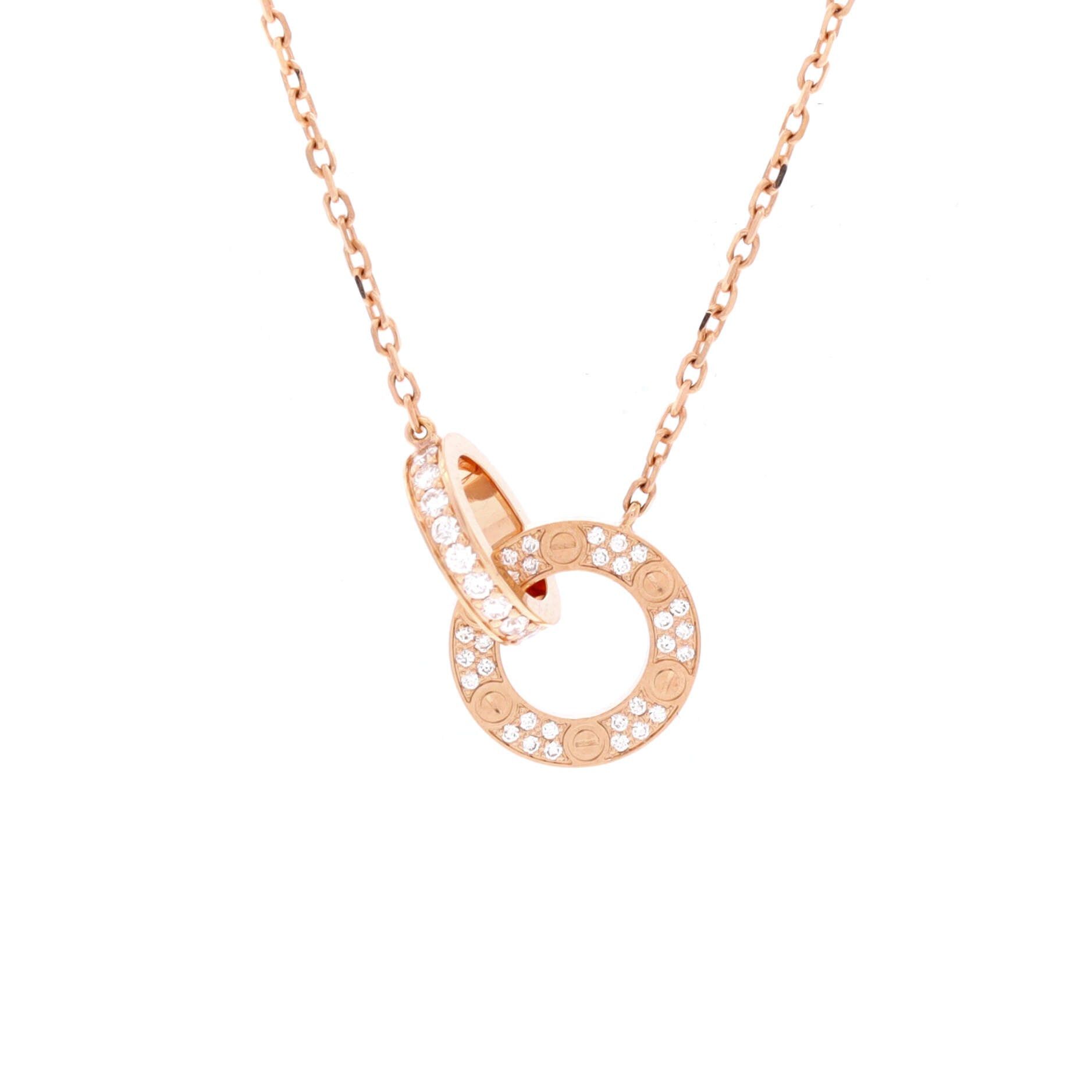 Cartier Love Interlocking Pave Necklace Size ONE SIZE - 1 Thumbnail