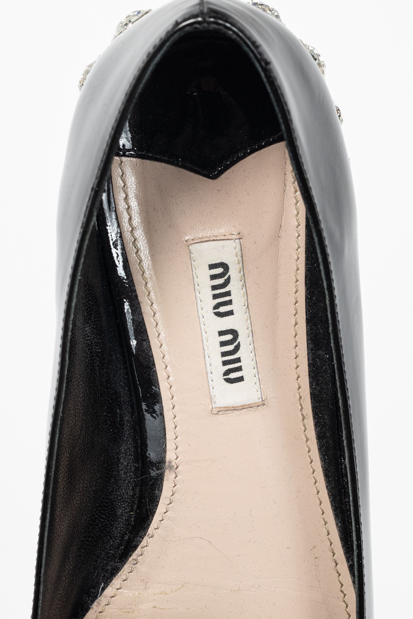Miu Miu Miu Miu Black Patent Jewel-Heel Bow Pointed-Toe Flats Size US 6.5 / IT 36.5 - 11 Thumbnail