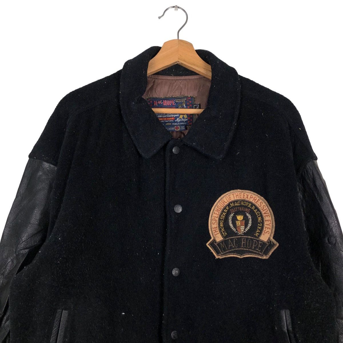Japanese Brand 🔥Vtg Leather Varsity Jacket Mac Hope Big Logo Issey Miyake Size US M / EU 48-50 / 2 - 3 Thumbnail