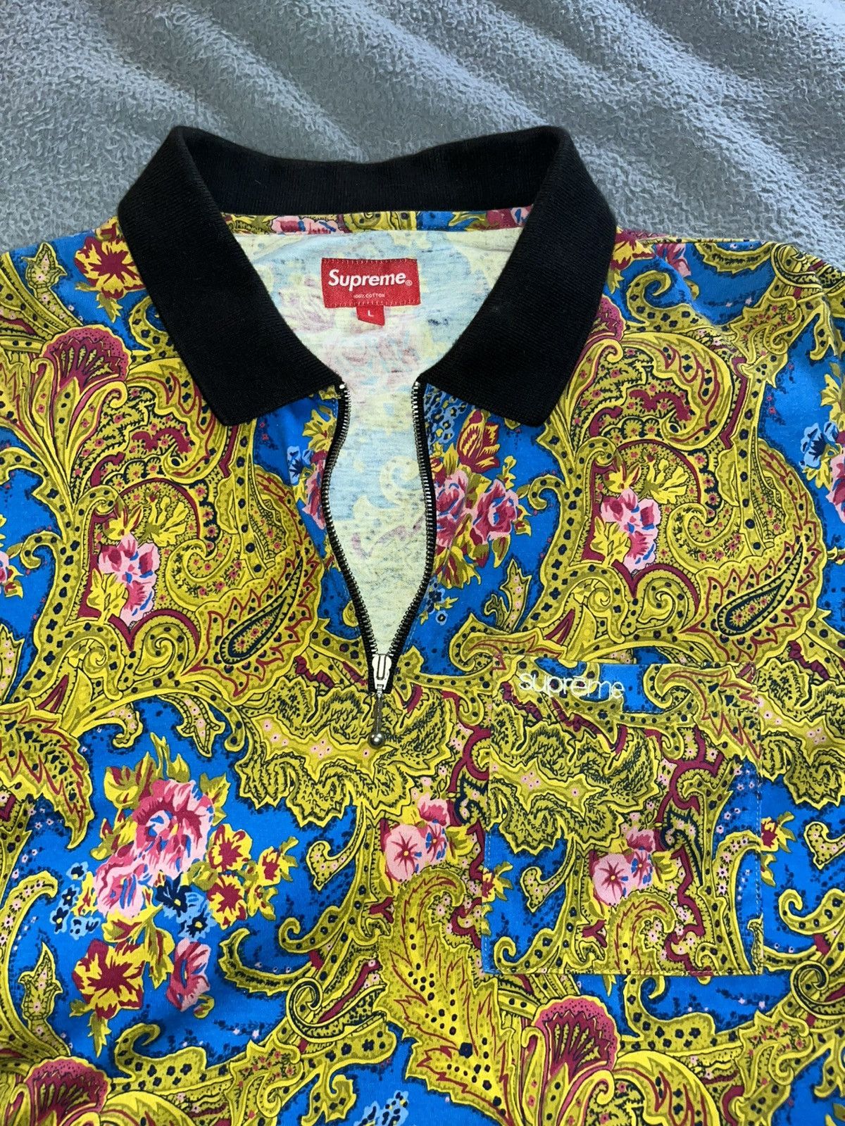 SUPREME paisley polo shirt　XL SUPREME BLACK PAISLEY POLO SHIRT (Men's Medium) – UTOPIA NOW