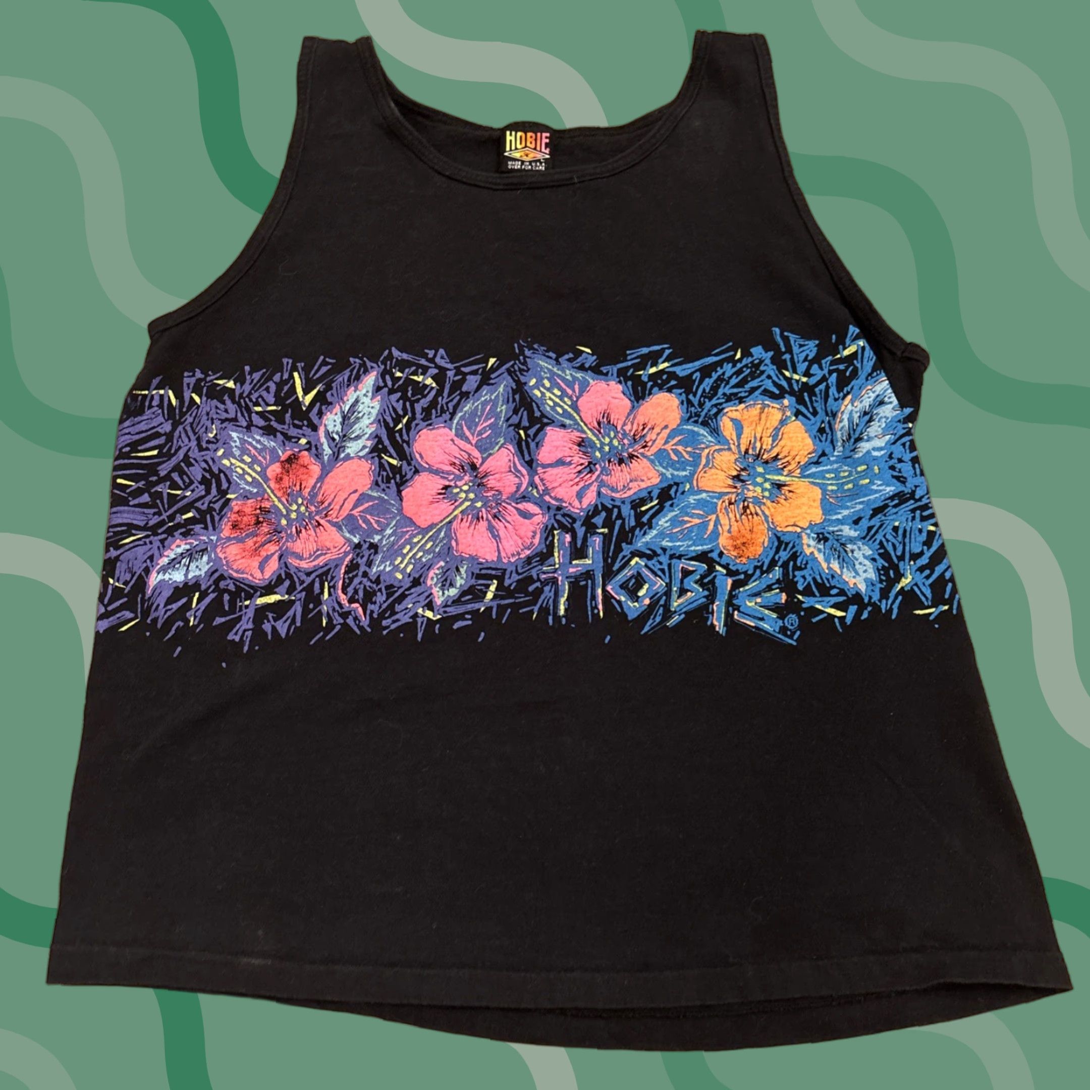 Vintage VINTAGE Hobie Tank Top Shirt L Black Hibiscus Beach 90s Mens Surf Tropical Hibiscus Tops Size US L / EU 52-54 / 3 - 1 Thumbnail