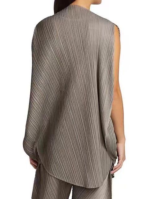 Pleats Please Issey Miyake Issey Miyake Grey pleated long-sleeved shirt Size XXL / US 16-18 / IT 52-54 - 4 Thumbnail