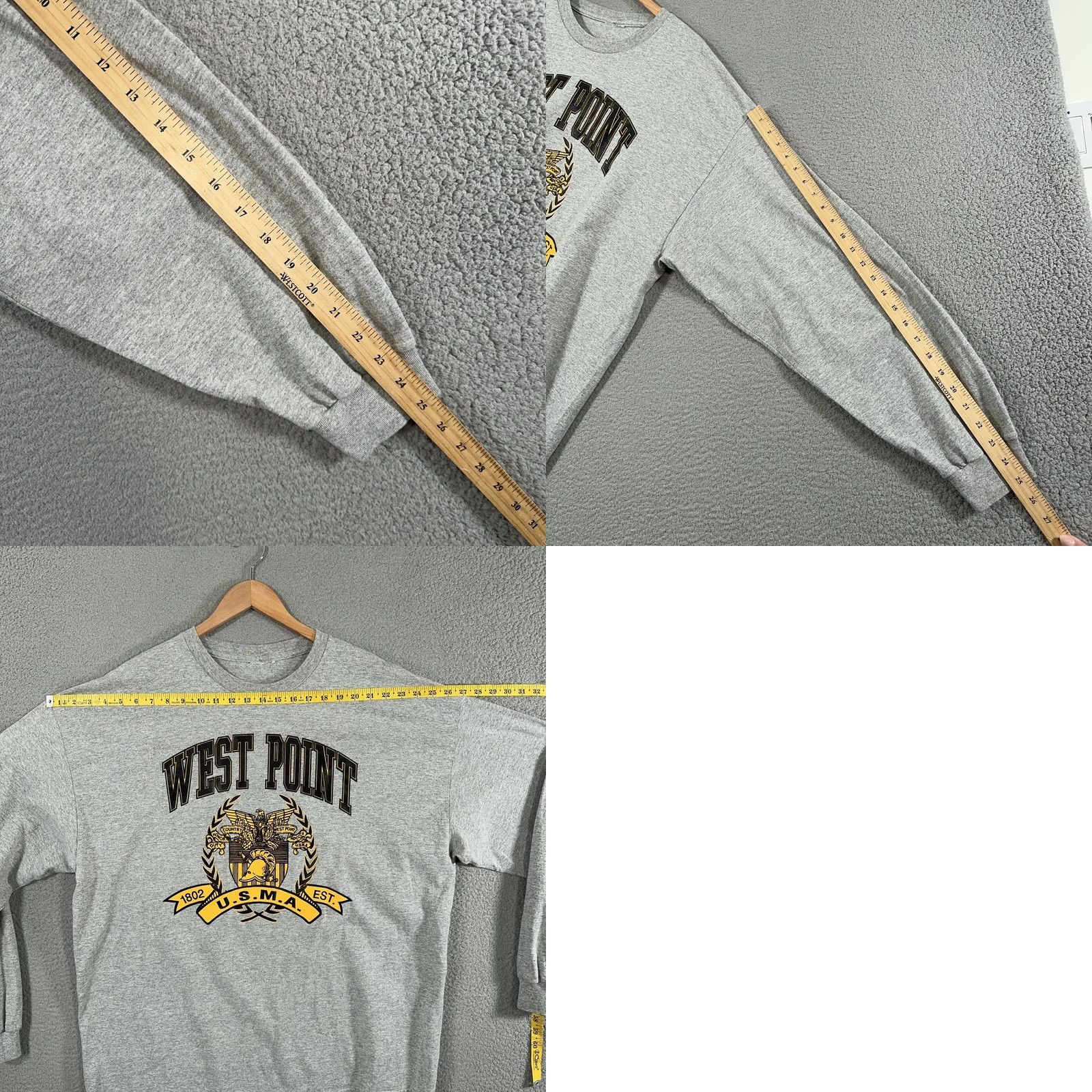 Vintage West Point Shirt Men 2XL Gray Long Sleeve USMA 1802 Military College Graphic Tee Size US XXL / EU 58 / 5 - 8 Thumbnail