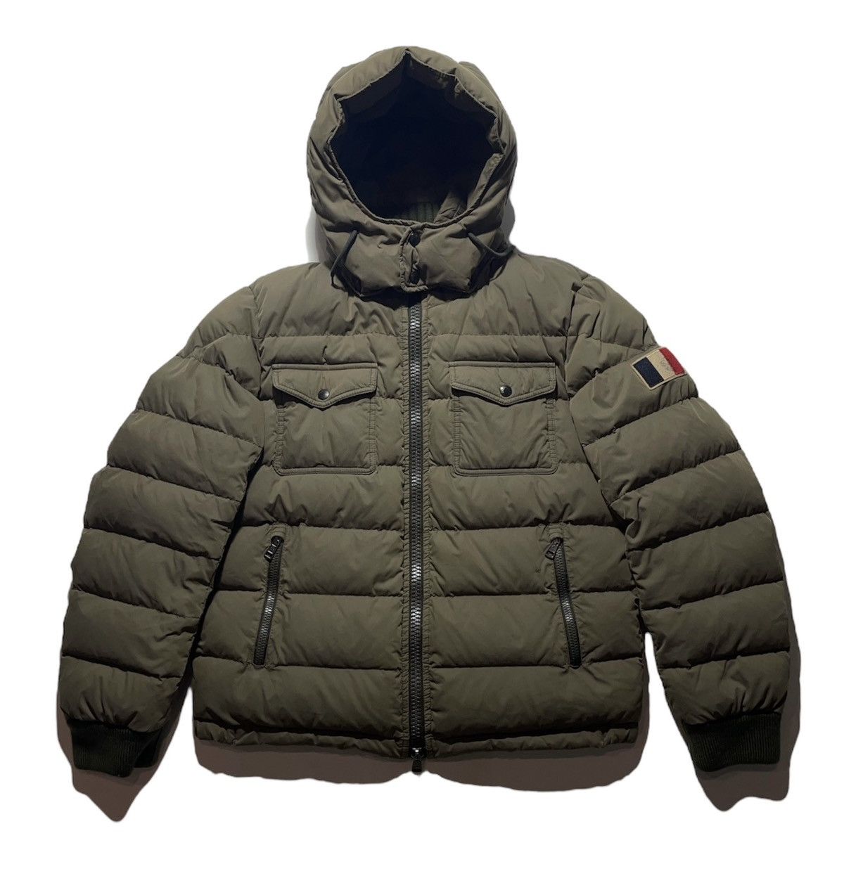 image of Moncler Fedor Down Puffer Jacket in Brown, Men's (Size Large)