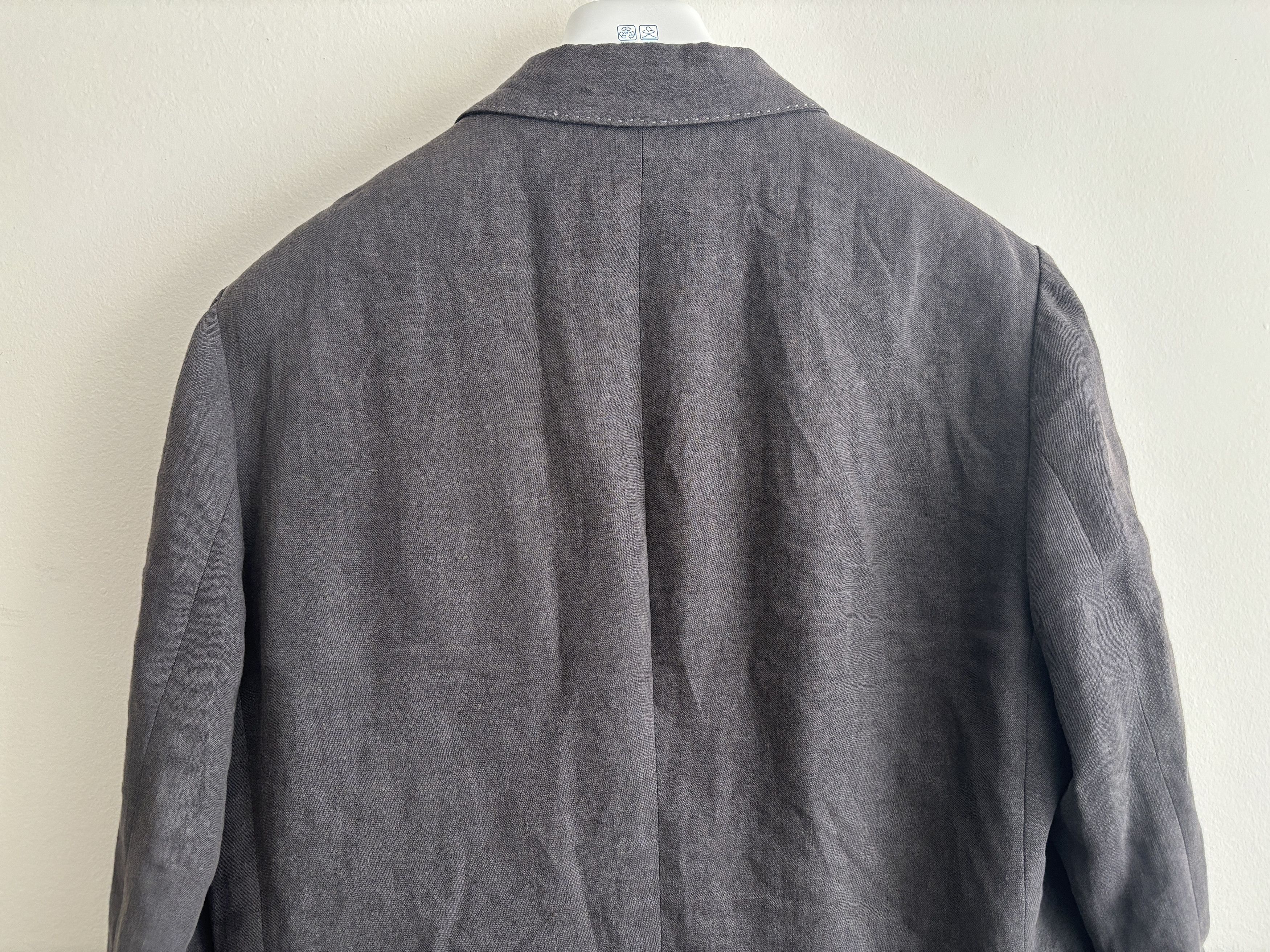 John Varvatos Grey/Brown Peak Lapel Single Button Linen Sport Coat - 40 Size 40R - 9 Thumbnail