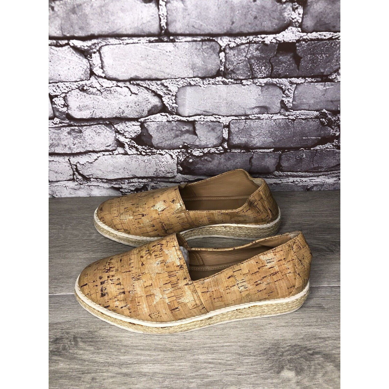 Trask TRASK Cork Tan Sparkle Star Espadrilles Slip On Shoes Women Size US 8 / IT 38 - 6 Thumbnail