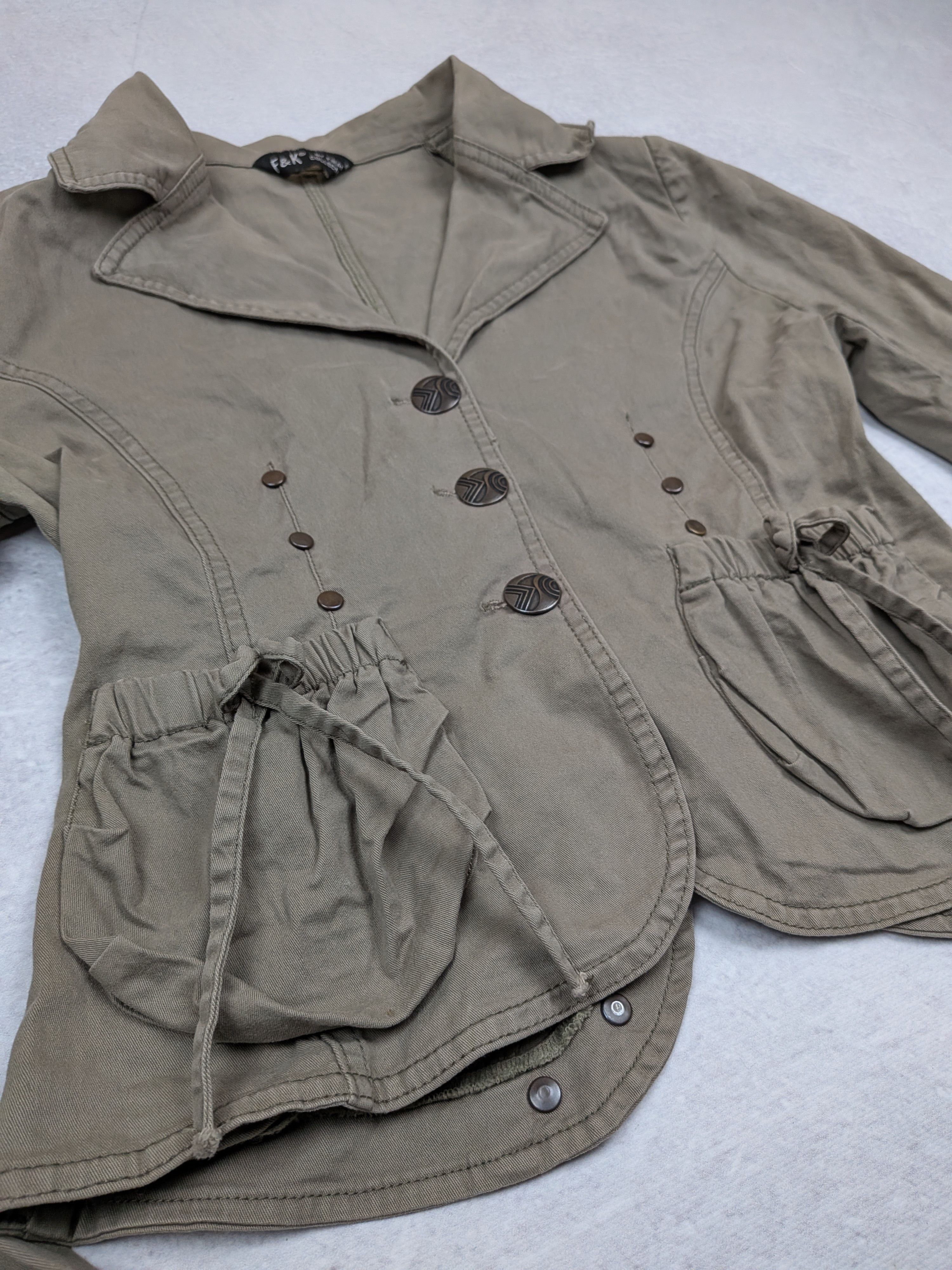 Other Khaki Cropped Blazer M | F&K Military Jacket | Y2K Fit Flare Size M / US 6-8 / IT 42-44 - 3 Thumbnail