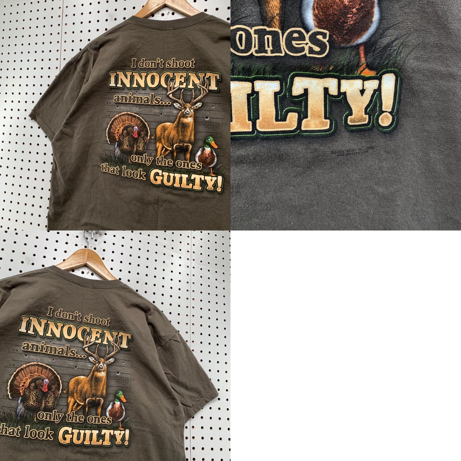 Gildan VINTAGE Gildan T-Shirt Mens XL Brown Funny Buck Wear Deer Hunt Outdoor Nature Turkey Animals Shirt Size US XL / EU 56 / 4 - 9 Thumbnail