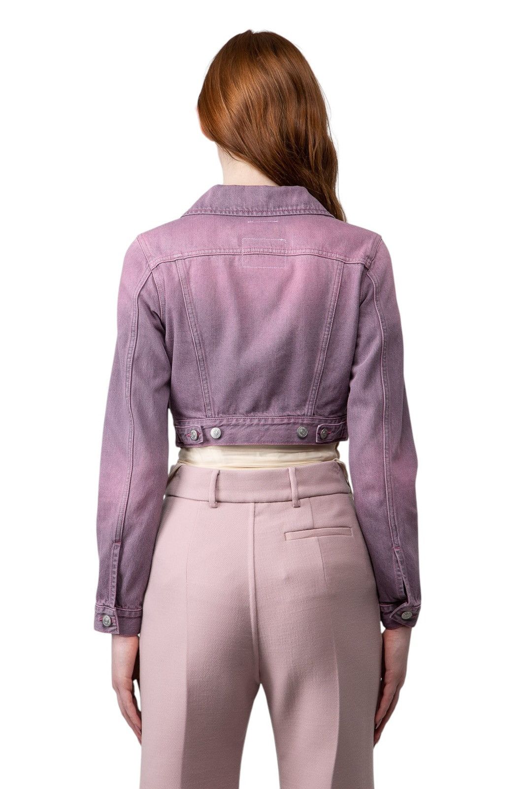 Maison Margiela Faded Cropped Pink Denim Jacket Size XS / US 0-2 / IT 36-38 - 3 Thumbnail