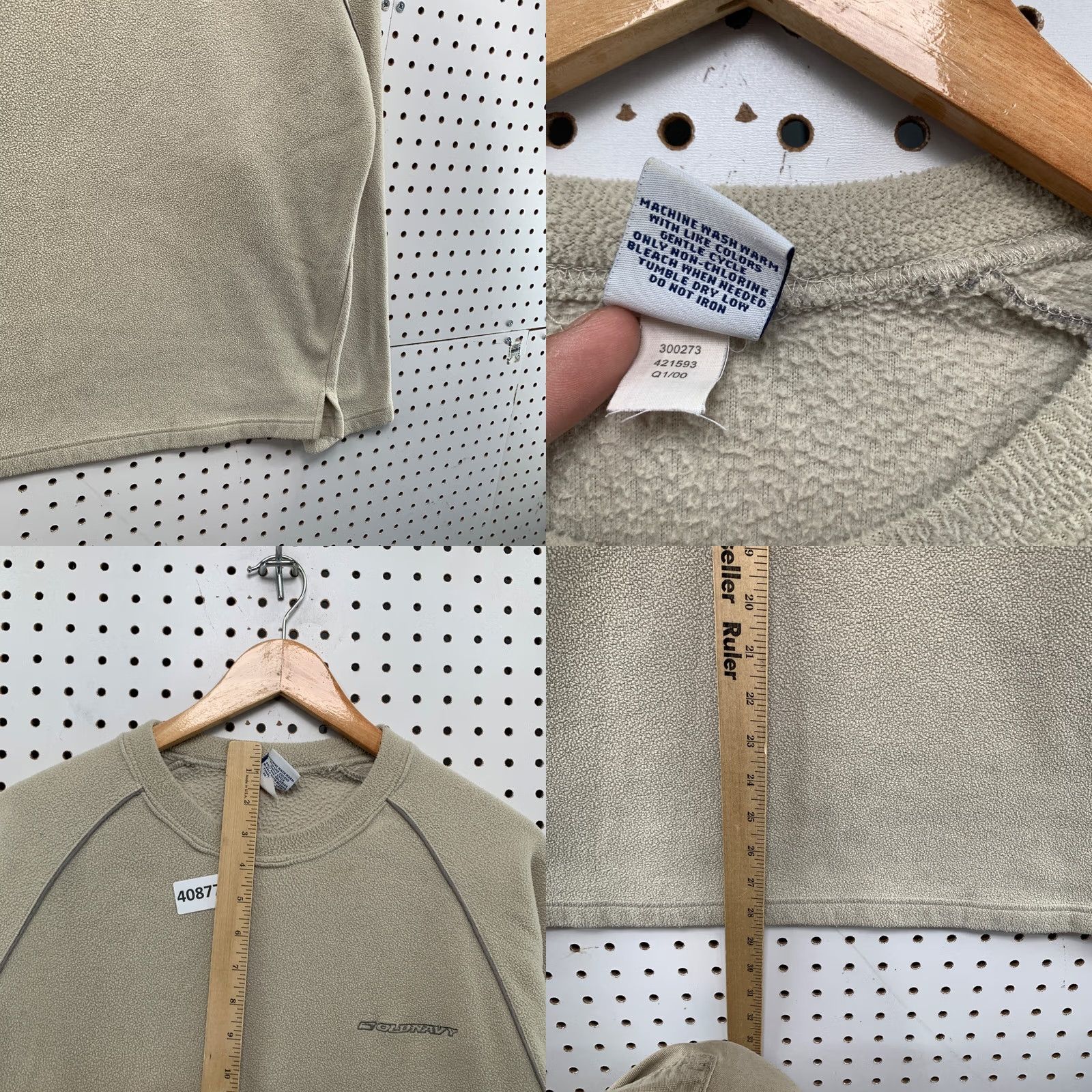 Old Navy VINTAGE Old Navy Fleece Sweatshirt Mens Large Beige Pullover Y2K Size US L / EU 52-54 / 3 - 8 Thumbnail