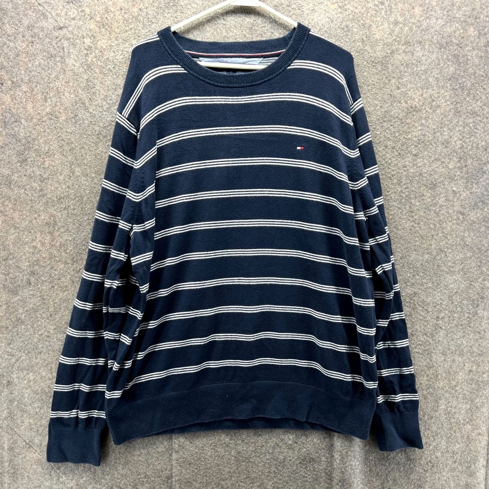 Tommy Hilfiger VINTAGE Tommy Hilfiger Sweatshirt Mens XXL Blue Striped Crewneck Pullover Pima Cotton Fleece Logo Size US XXL / EU 58 / 5 - 2 Thumbnail