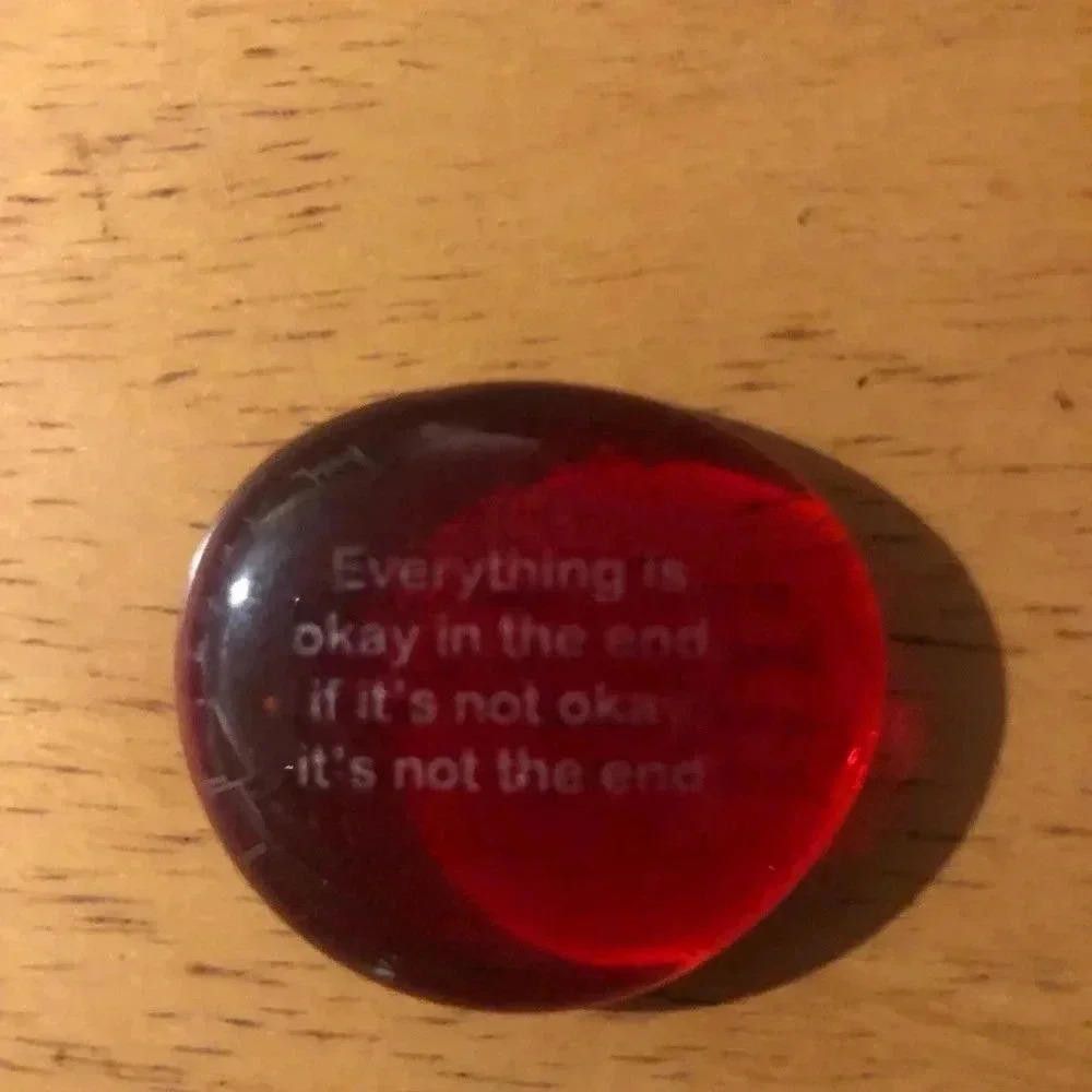 Designer Inspirational Red Pocket Stone with Quote Size ONE SIZE - 1 Thumbnail