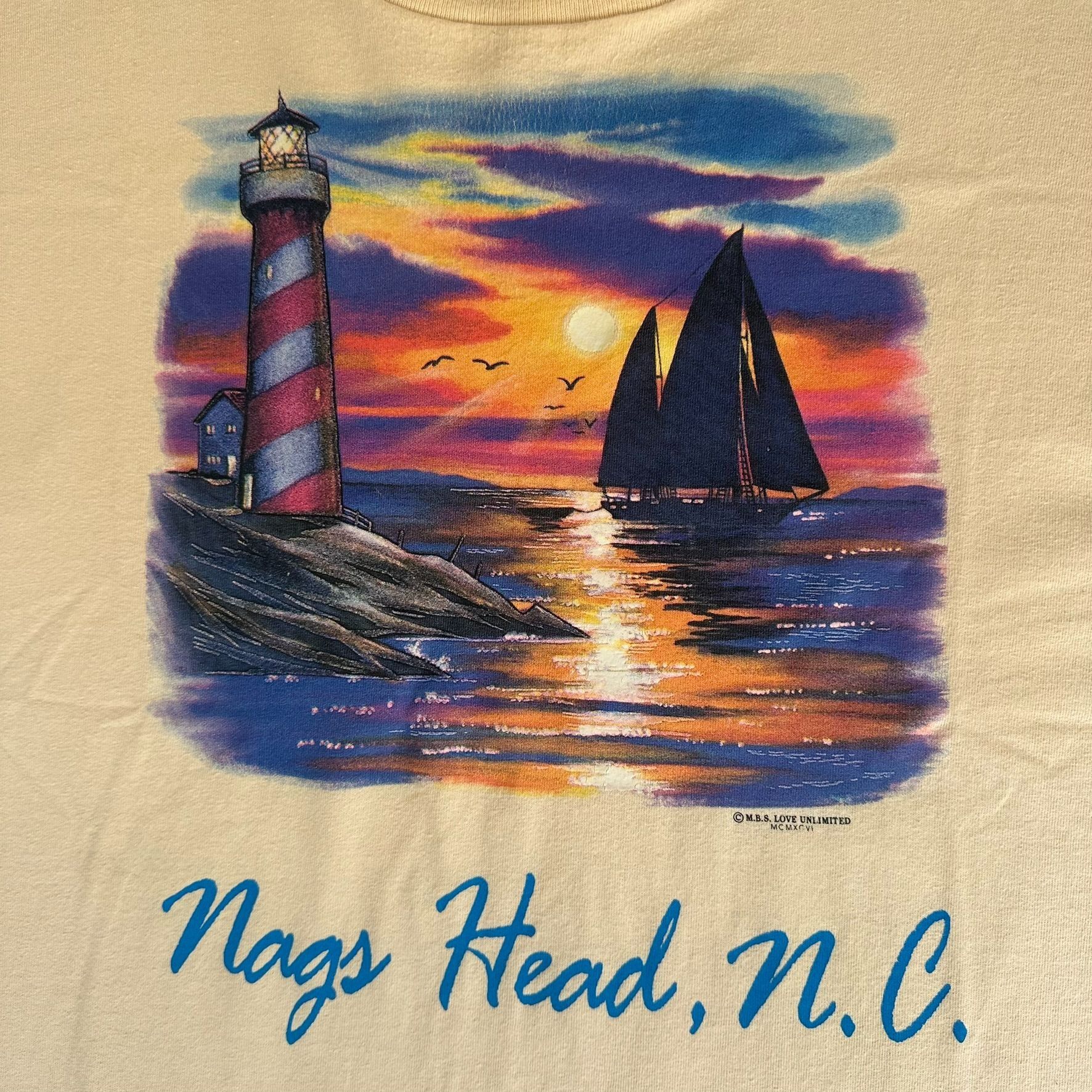 Vintage Vintage 90s Nags Head NC Sailing T-Shirt Landscape Preppy Na Size US XL / EU 56 / 4 - 2 Thumbnail