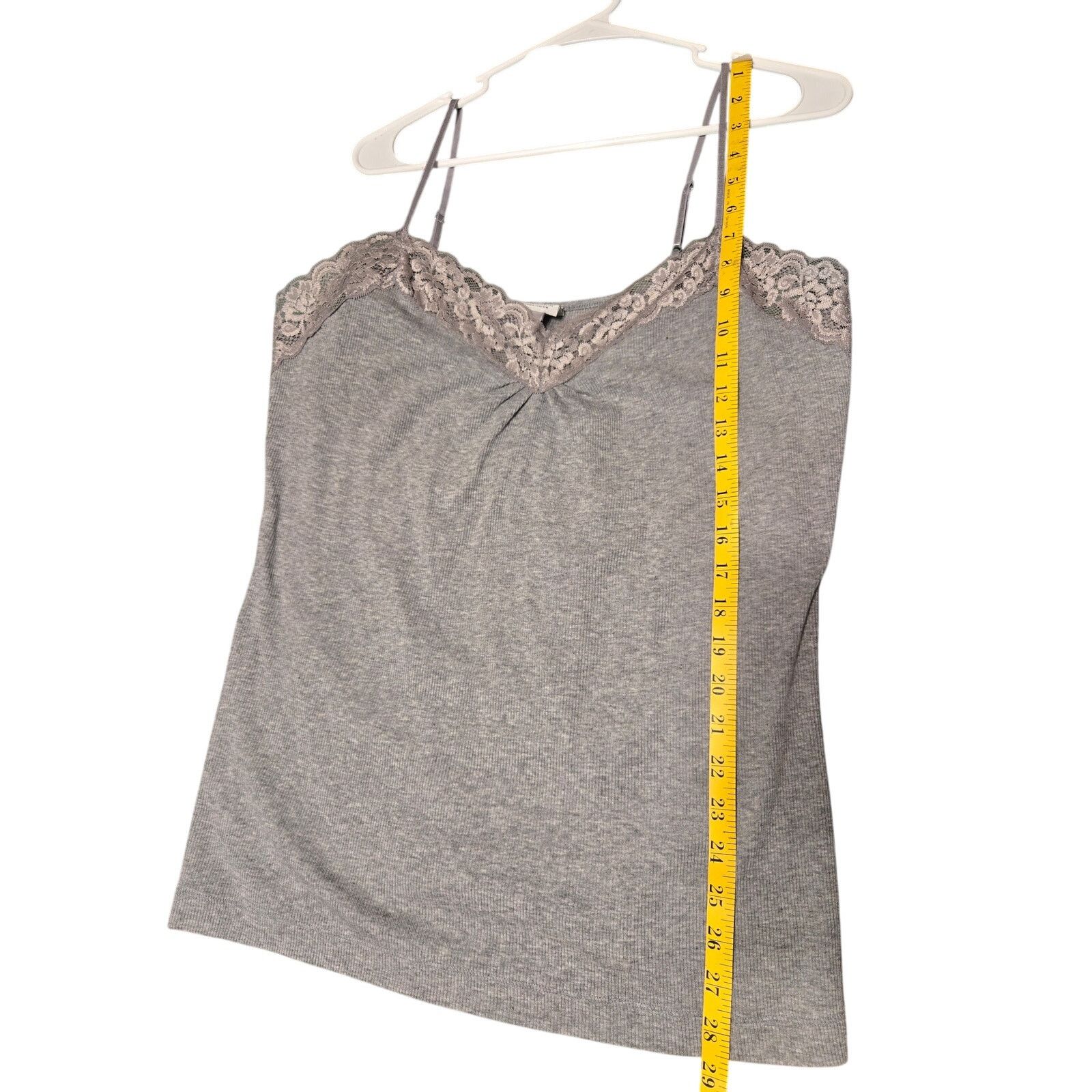 Worthington Worthington Woman 1X Gray Ribbed Lace Trim Cami Plus Size Size XXL / US 16-18 / IT 52-54 - 9 Thumbnail