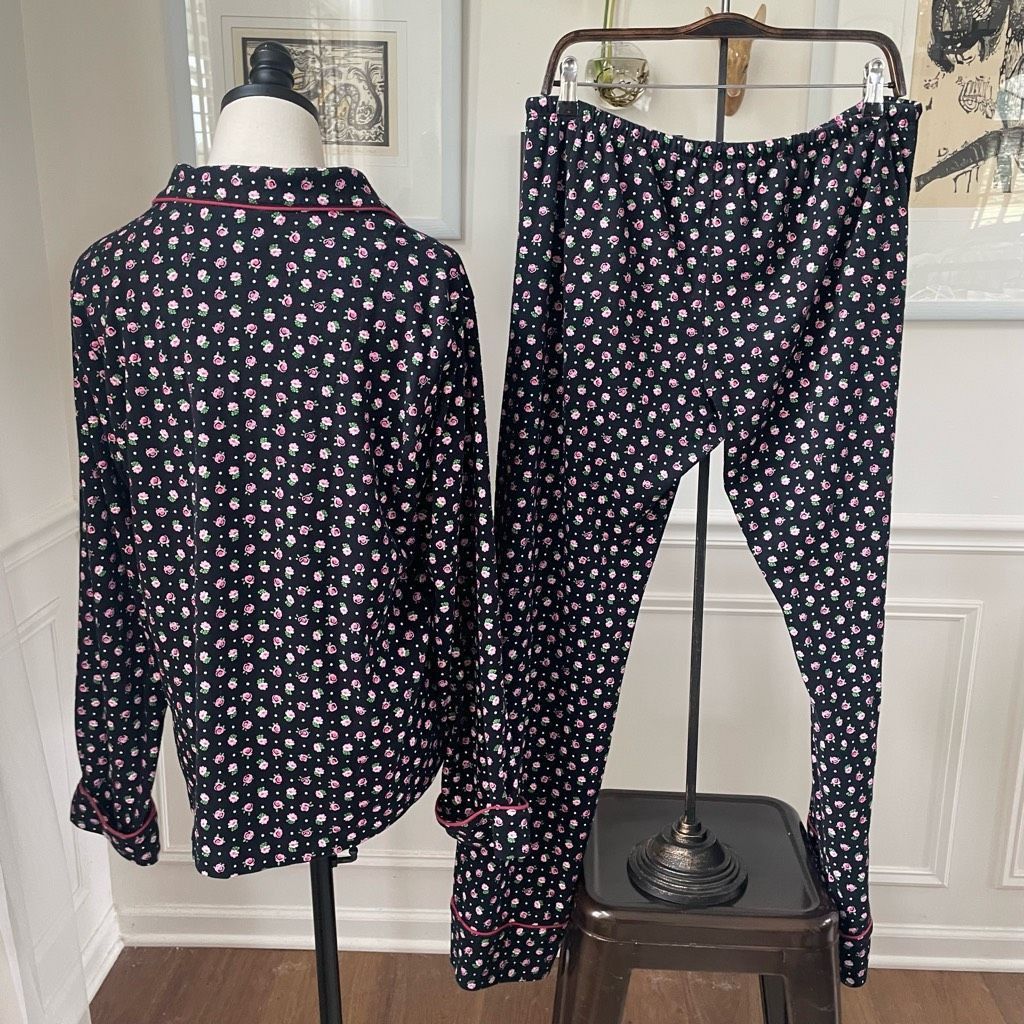 Lucky Brand Lucky Brand Women’s 2pc Long Pajama Set Black Pink L Size ONE SIZE - 2 Thumbnail