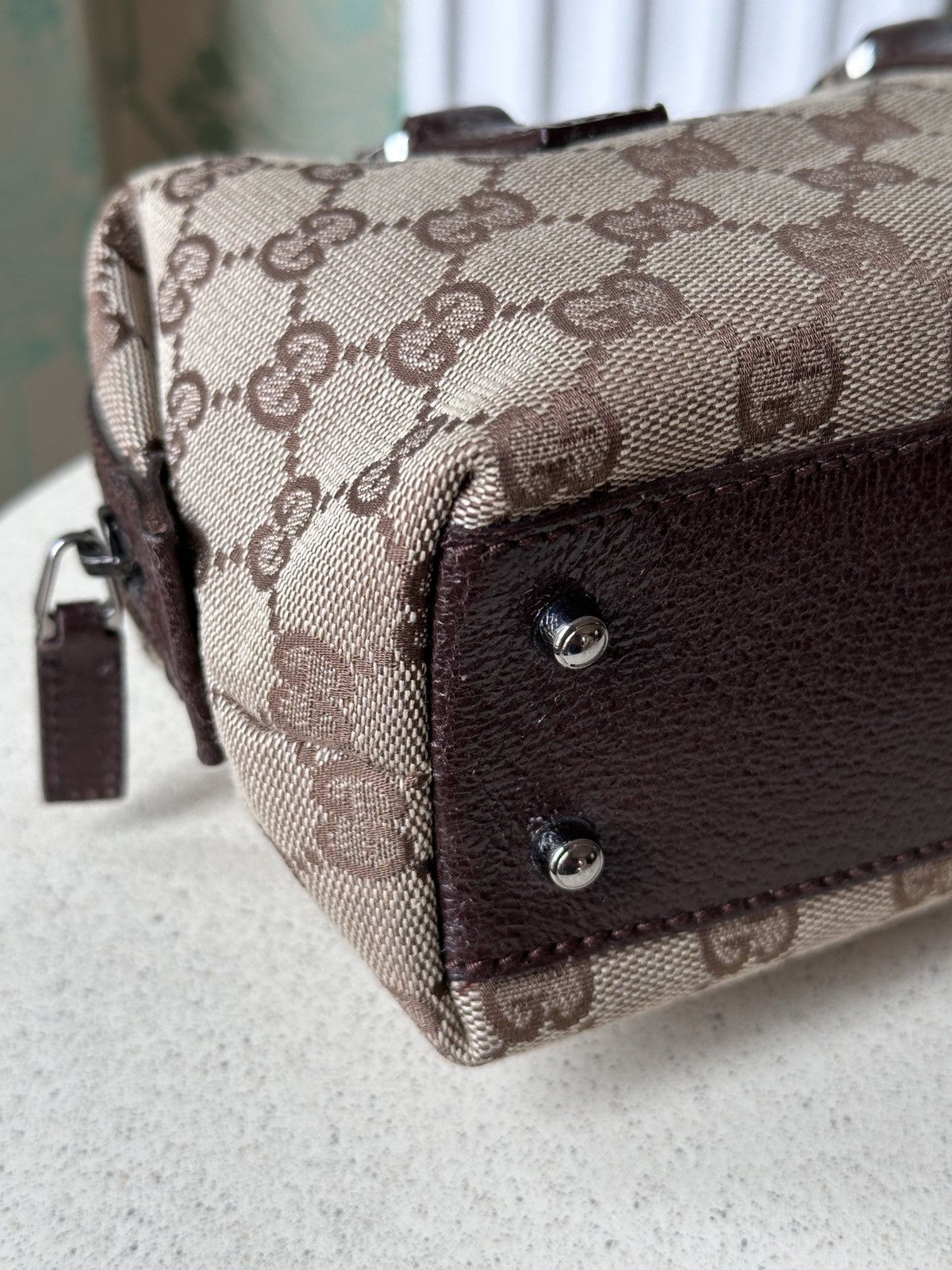 Gucci GUCCI Mini Monogram Canvas Boston Hand Bag Leather 113010 Size ONE SIZE - 14 Thumbnail