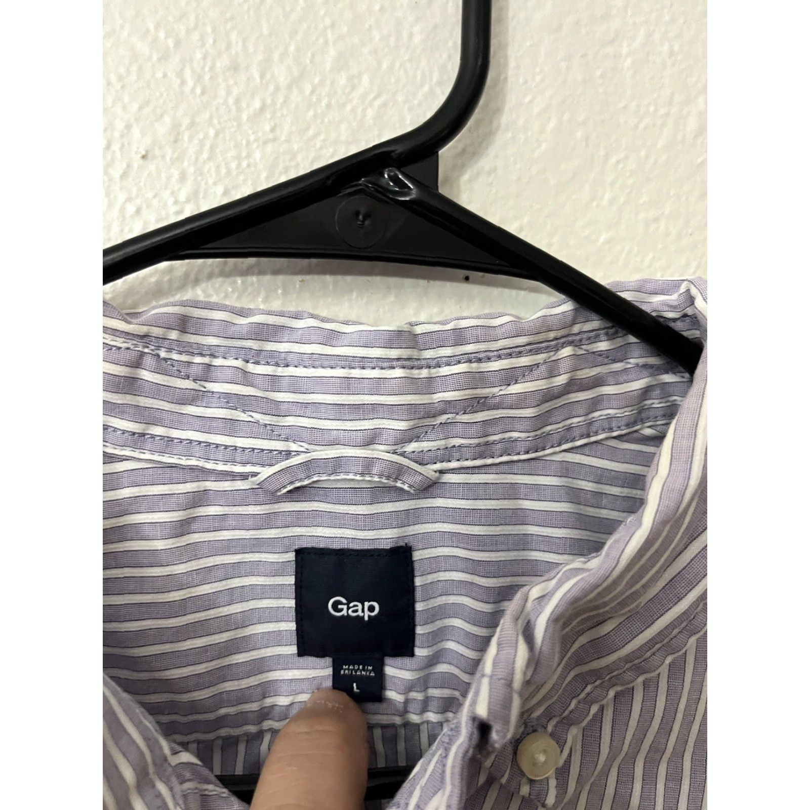 Gap Gap Button-Up Shirt Men L Purple Striped 100% Cotton Long Sleeve Size US L / EU 52-54 / 3 - 2 Thumbnail