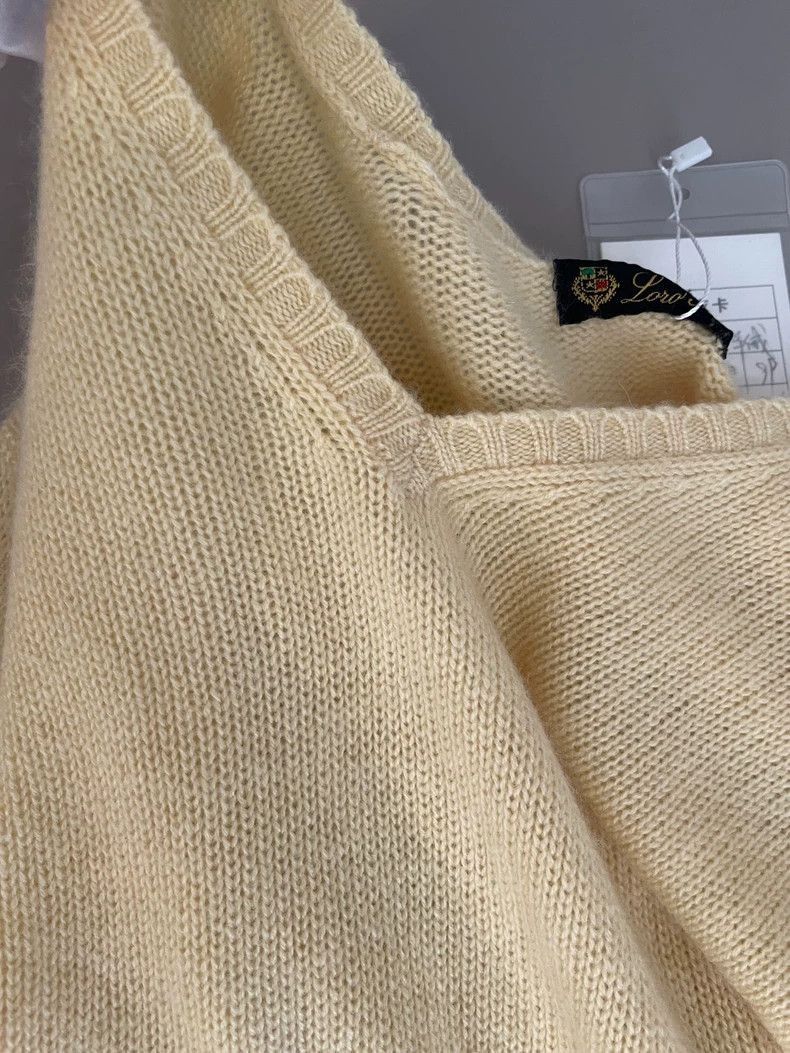 Loro Piana Loro Piana Yellow Cashmere V-Neck Sweater- Size US L / EU 52-54 / 3 - 6 Thumbnail