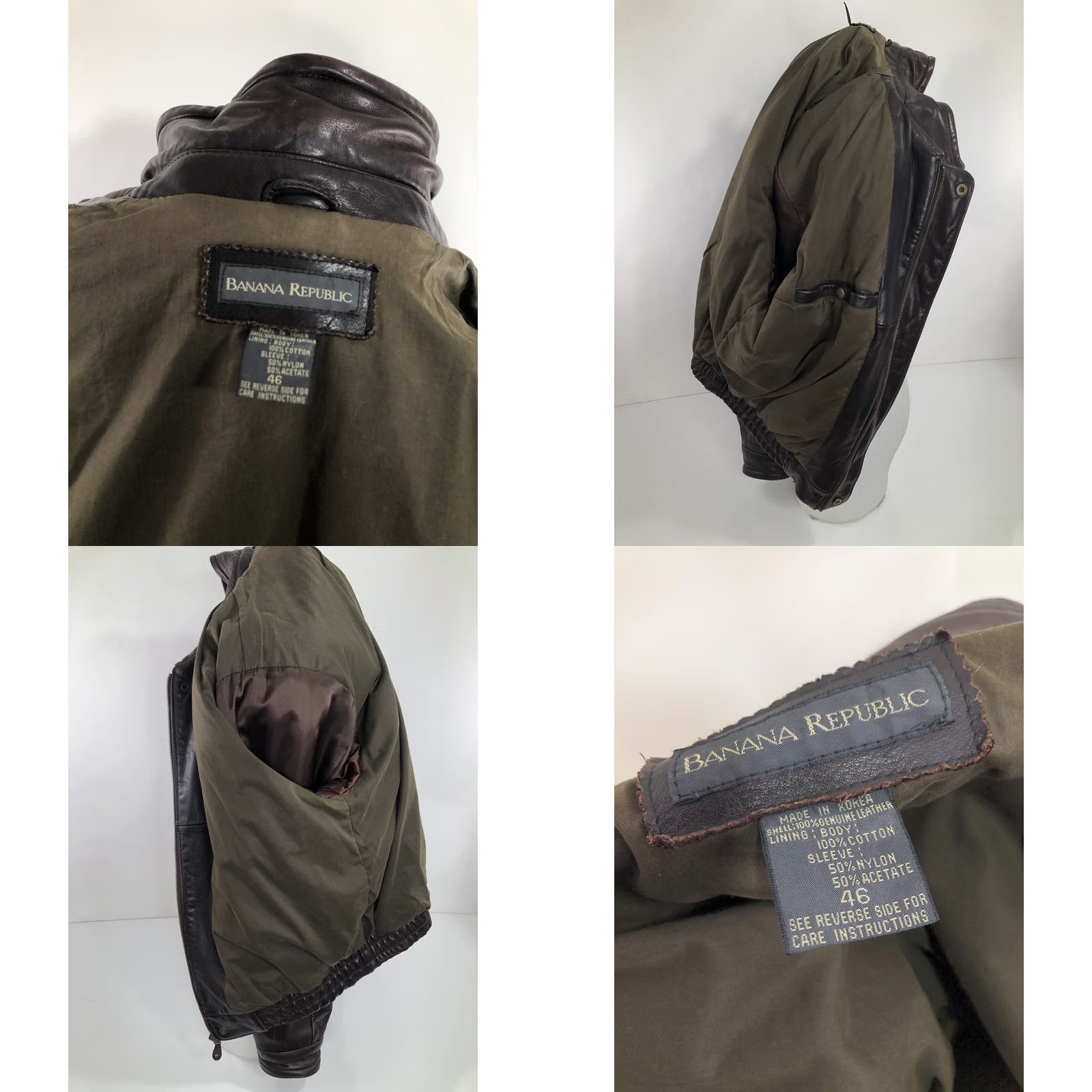 Banana Republic BANANA REPUBLIC Leather Bomber Jacket Mens 46 Brown Leather Thick Sturdy Jacket Size US S / EU 44-46 / 1 - 8 Thumbnail