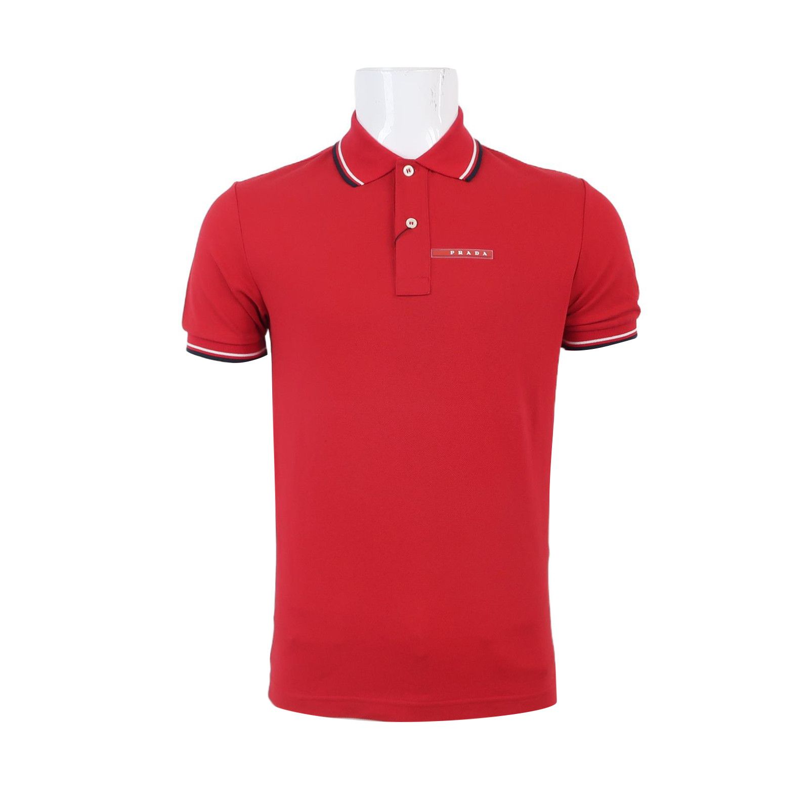 Prada Prada Red Cotton Logo Polo Shirt 0089 Size S / US 4 / IT 40 - 1 Thumbnail