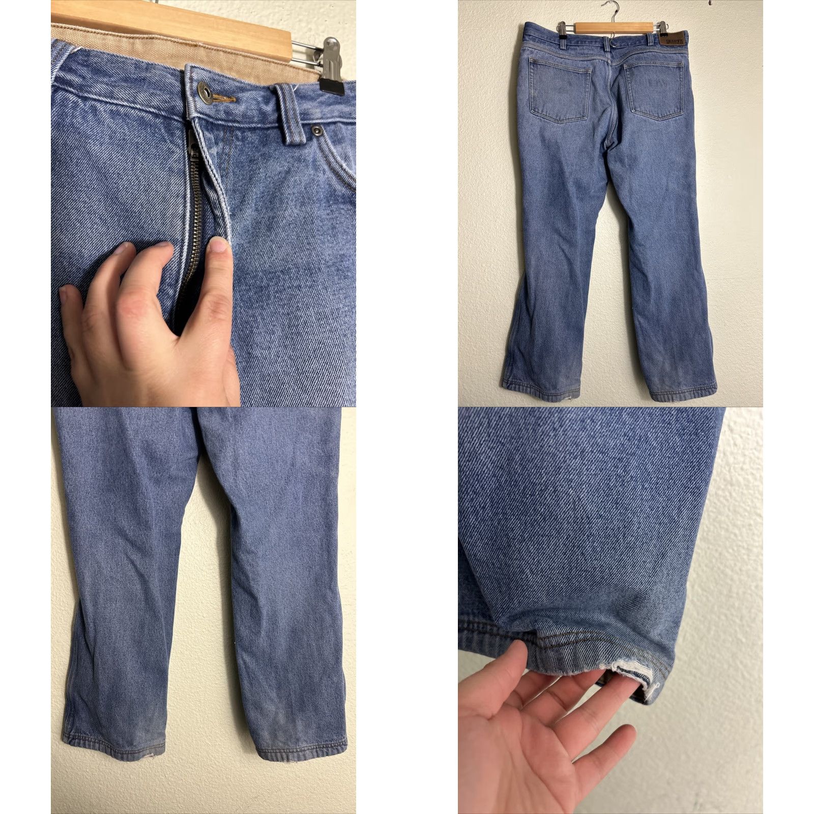 CO Duluth Mens Jeans 38x30 Medium Wash Flannel Lined Straight Paint Stains Blue 38 Regular Mens Size US 38 / EU 54 - 8 Thumbnail