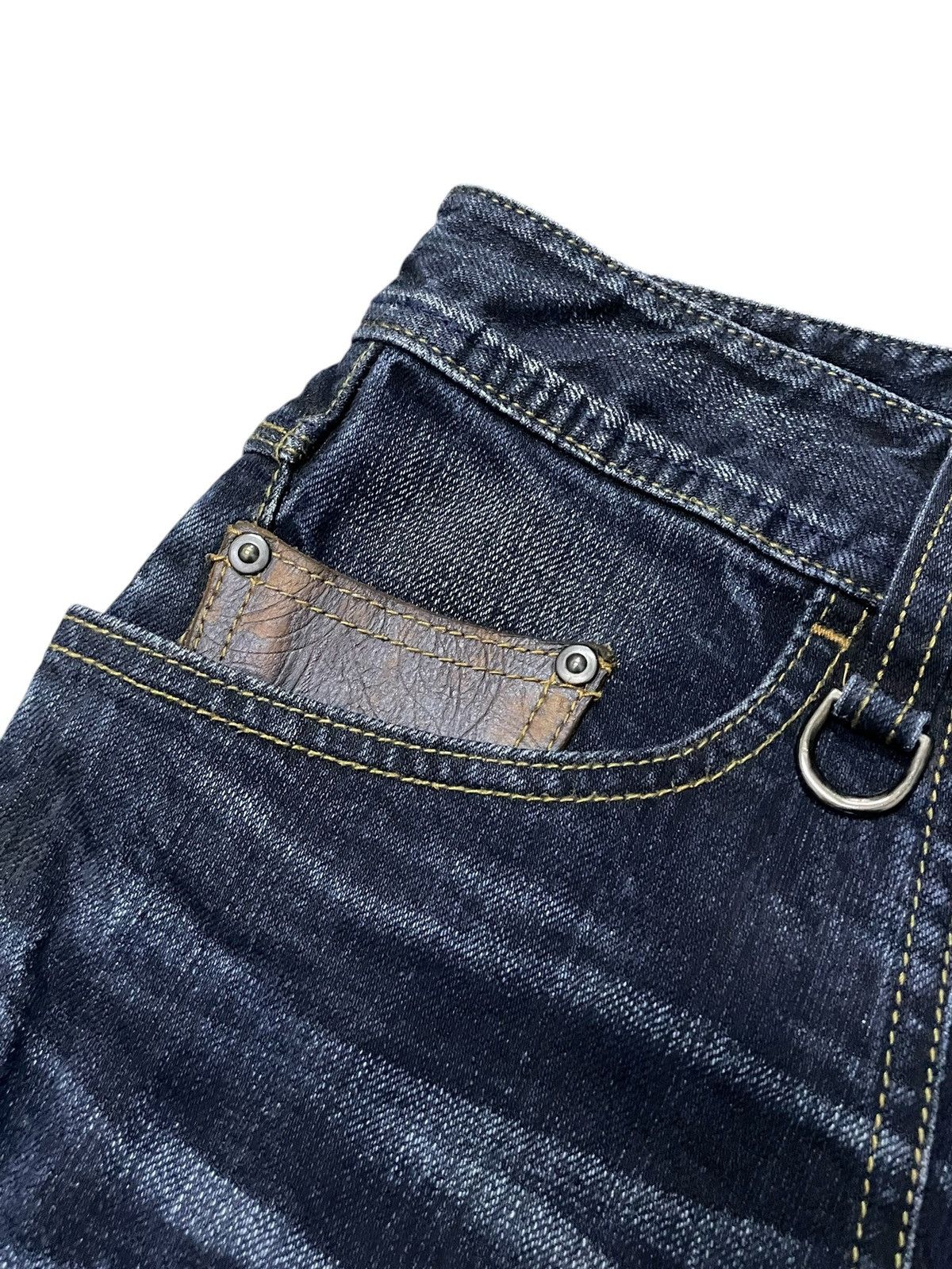 HIDEAWAYS × If Six Was Nine × Le Grande Bleu (L.G.B.) Hideaways Japan Leather Trimmed Pocket Whiskers Flare Jeans Size US 32 / EU 48 - 9 Thumbnail