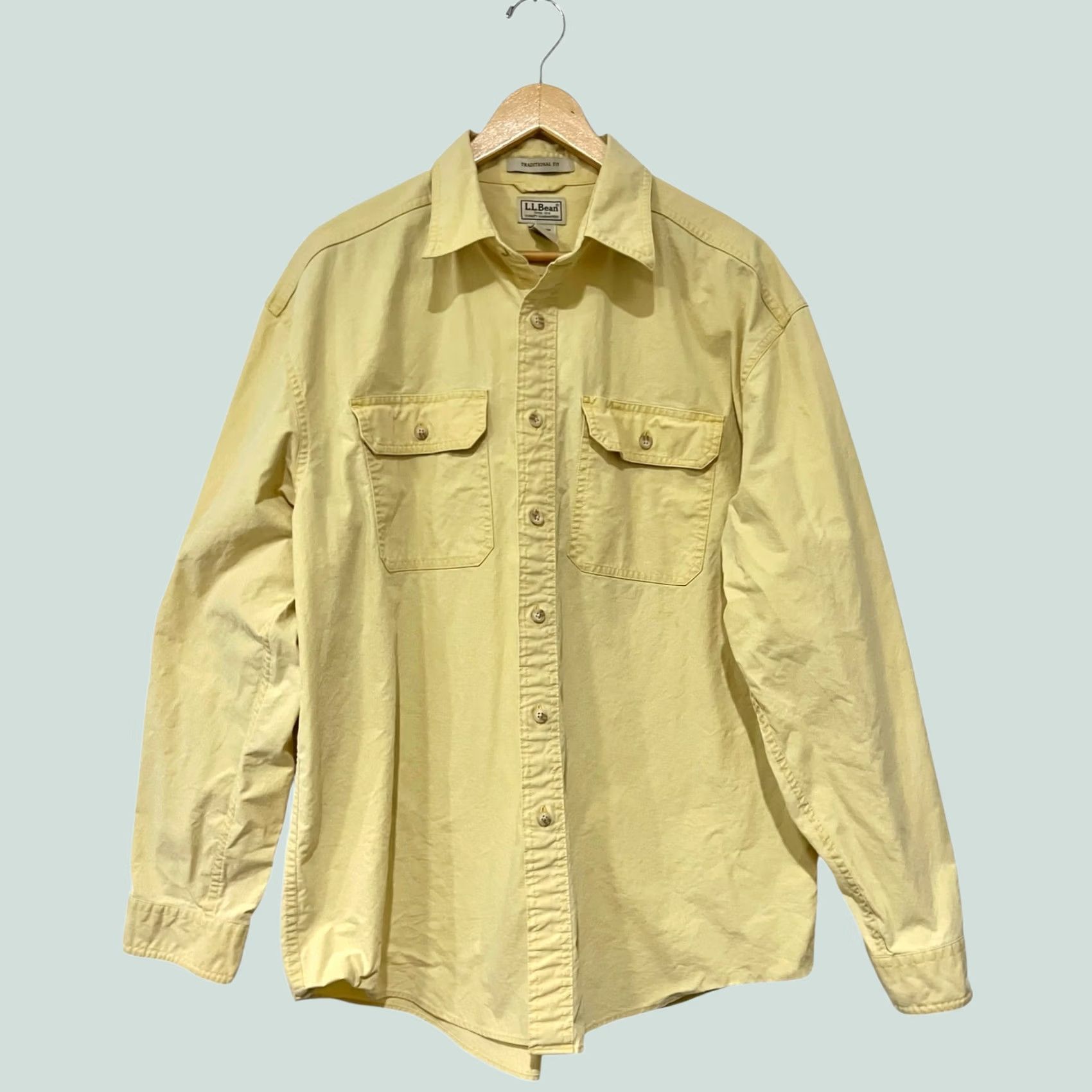 Vintage VINTAGE L.L. Bean Shirt Button-Up Men's Large Cotton Heavyweight Yellow Casual Twill Button-Up Long Sleeve Regular Mens Size US L / EU 52-54 / 3 - 1 Thumbnail