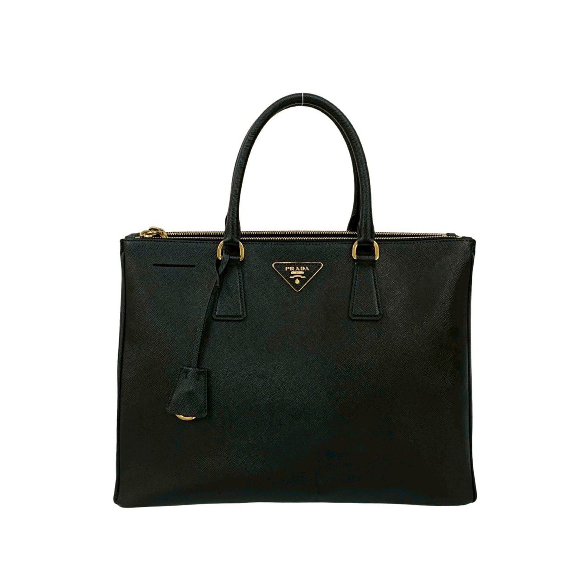 Prada Galleria Triangle Saffiano Leather Handbag Tote Bag In Black, 29112, Women's