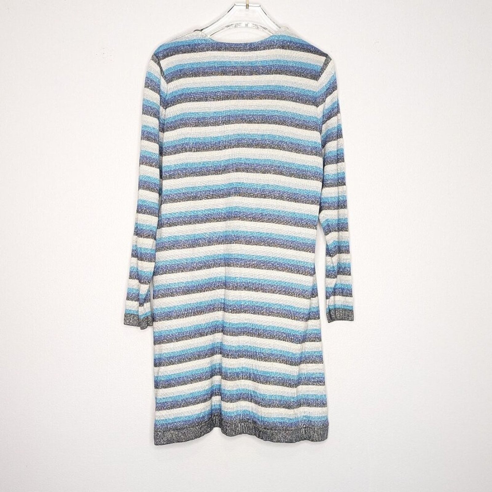 Bloomingdale's Bloomingdales Vintage 80s Metallic Blue Stripe Button Up Top Size S / US 4 / IT 40 - 2 Thumbnail