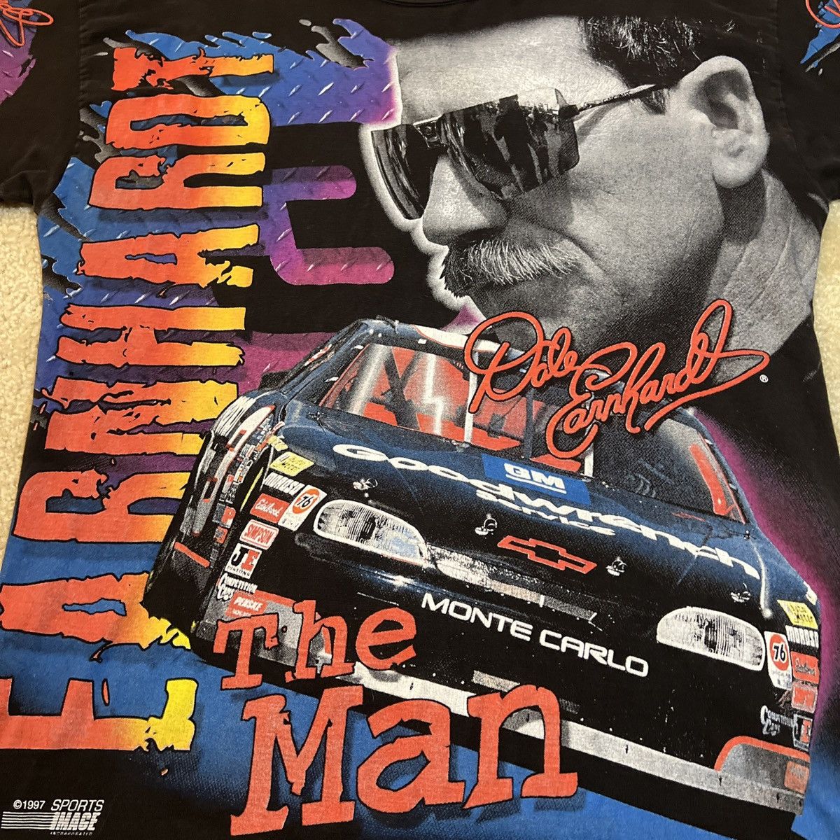NASCAR Dale Earnhardt Shirt Mens Black AOP Big Face Nascar Size US XL / EU 56 / 4 - 3 Thumbnail