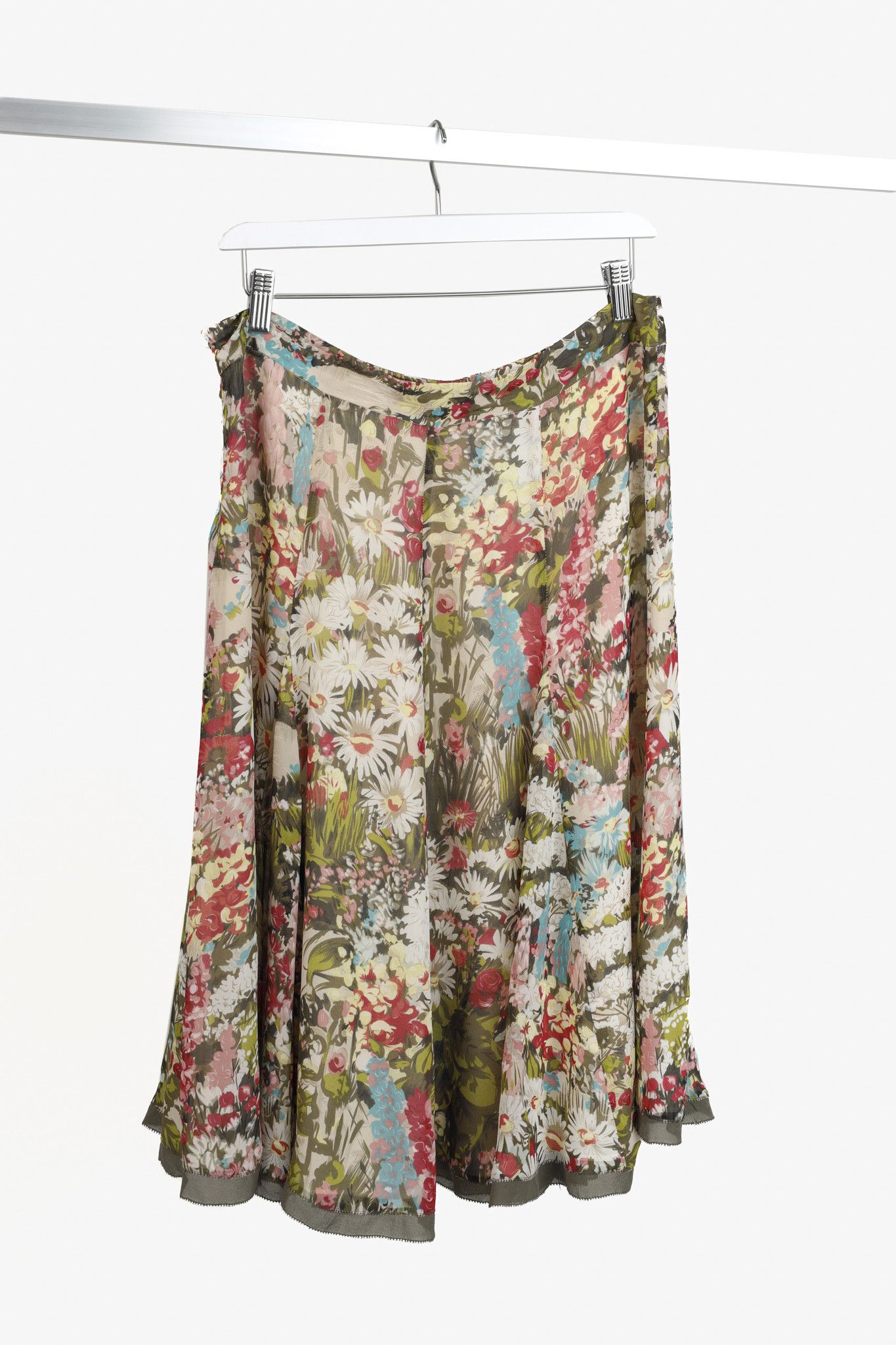 Kenzo Kenzo Vintage Floral Silk Flared Midi Skirt Size 31" - 2 Thumbnail