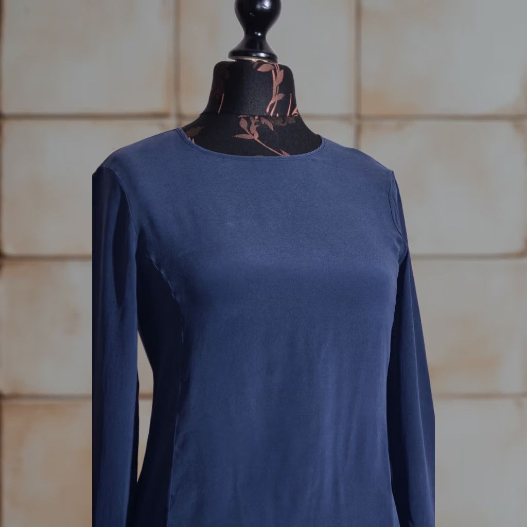 Vintage Manila Grace Women's Blouse Shirt Long Sleeve Silk 100% Size 40 Blue Top Size S / US 4 / IT 40 - 1 Thumbnail