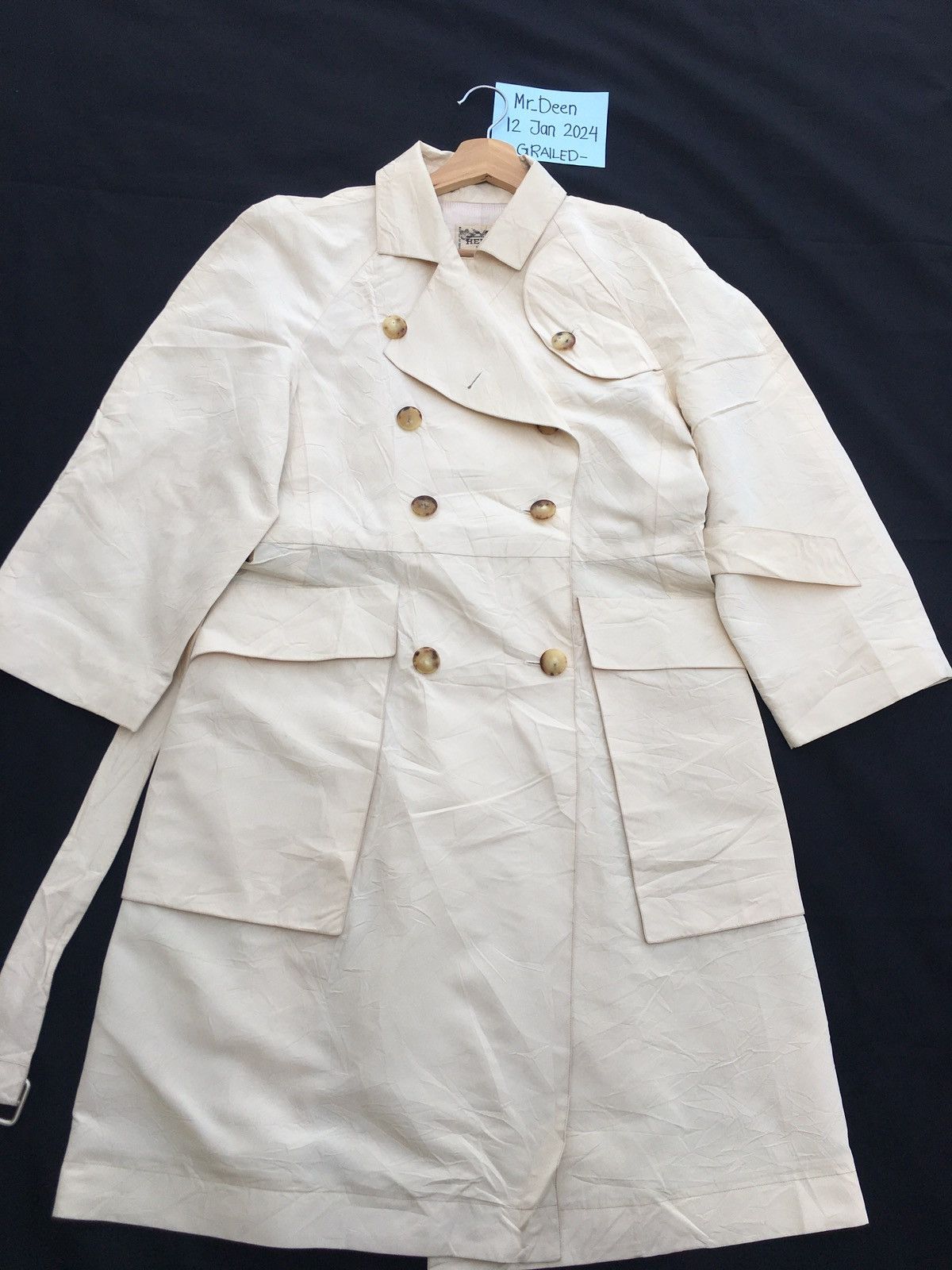 Hermes Vintage 90s HERMÈS Trench Coat Double Breasted Coat Size M / US 6-8 / IT 42-44 - 5 Thumbnail