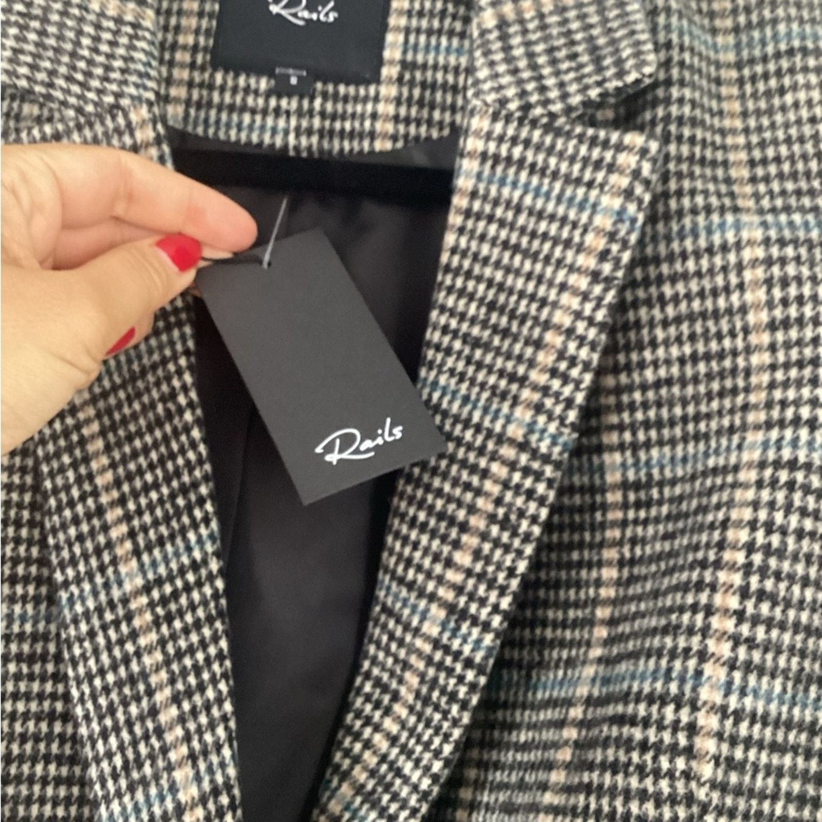 Rails NWT Rails Double Breast Blazer Grey Houndstoooth Check Sz S Size S / US 4 / IT 40 - 5 Thumbnail