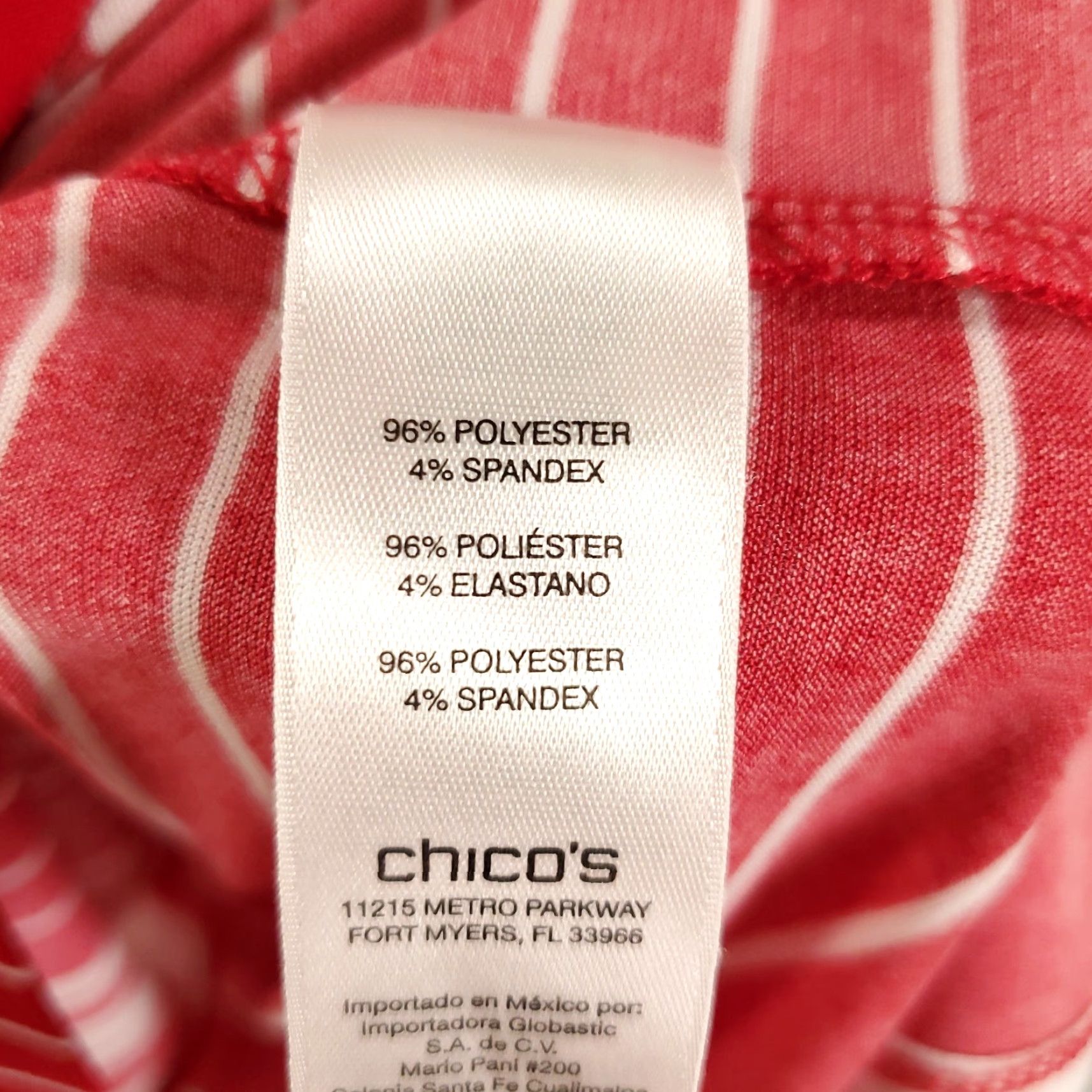 Vintage Chicos Blouse Womens Medium Red White Striped Stretchy Lightweight 1 Size M / US 6-8 / IT 42-44 - 7 Thumbnail