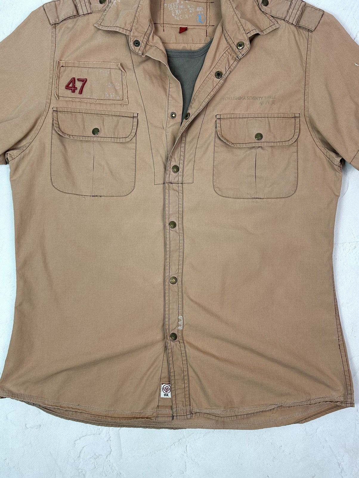 Vintage Vintage Japanese Style Orange Short Sleeve Shirt Size US L / EU 52-54 / 3 - 4 Thumbnail