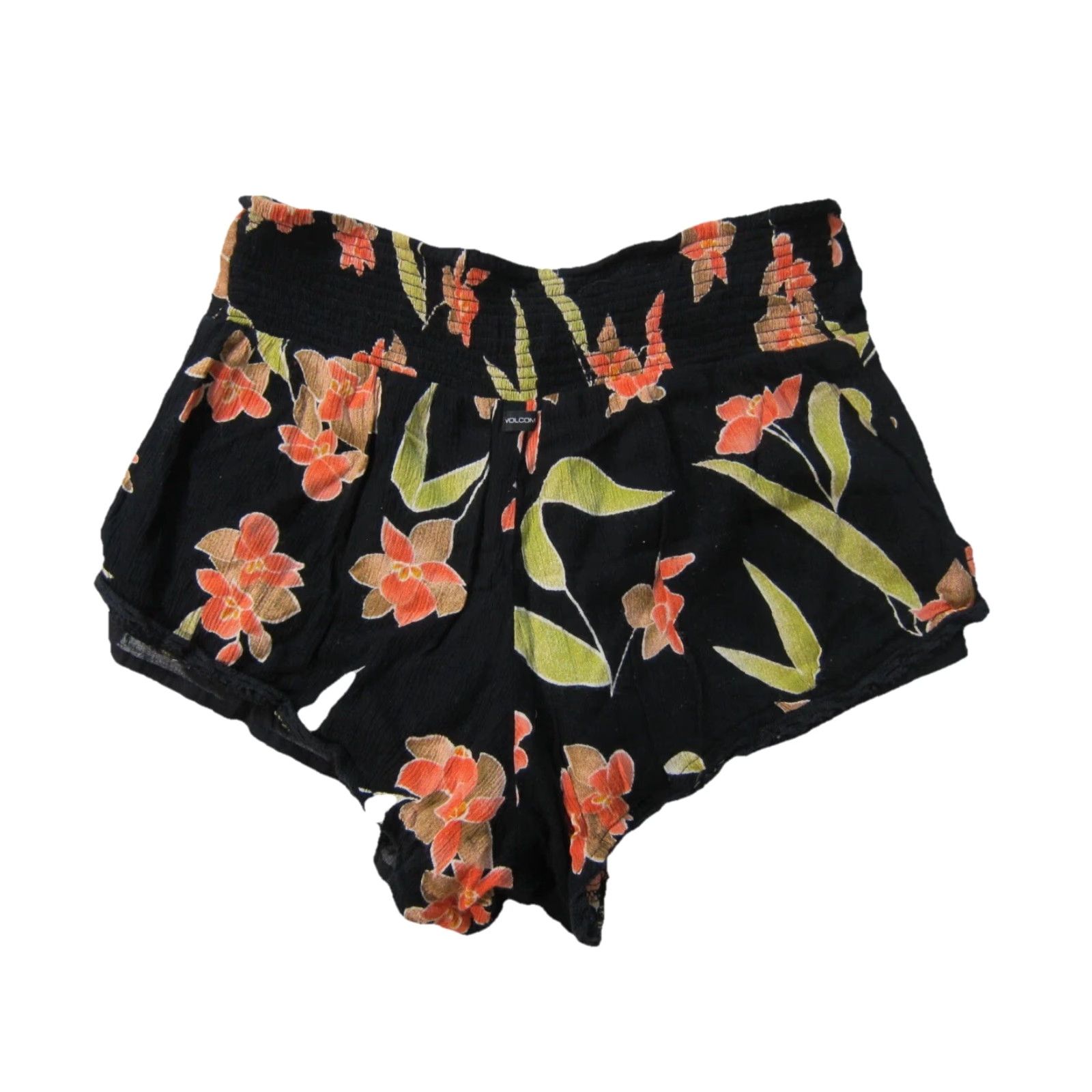 Volcom Volcom Booty Shorts Women XS 100% Rayon Black Floral Pocket Inseam 3" Rise High Waist Lounge Casual Trendy Size 26" / US 2 / IT 38 - 2 Thumbnail