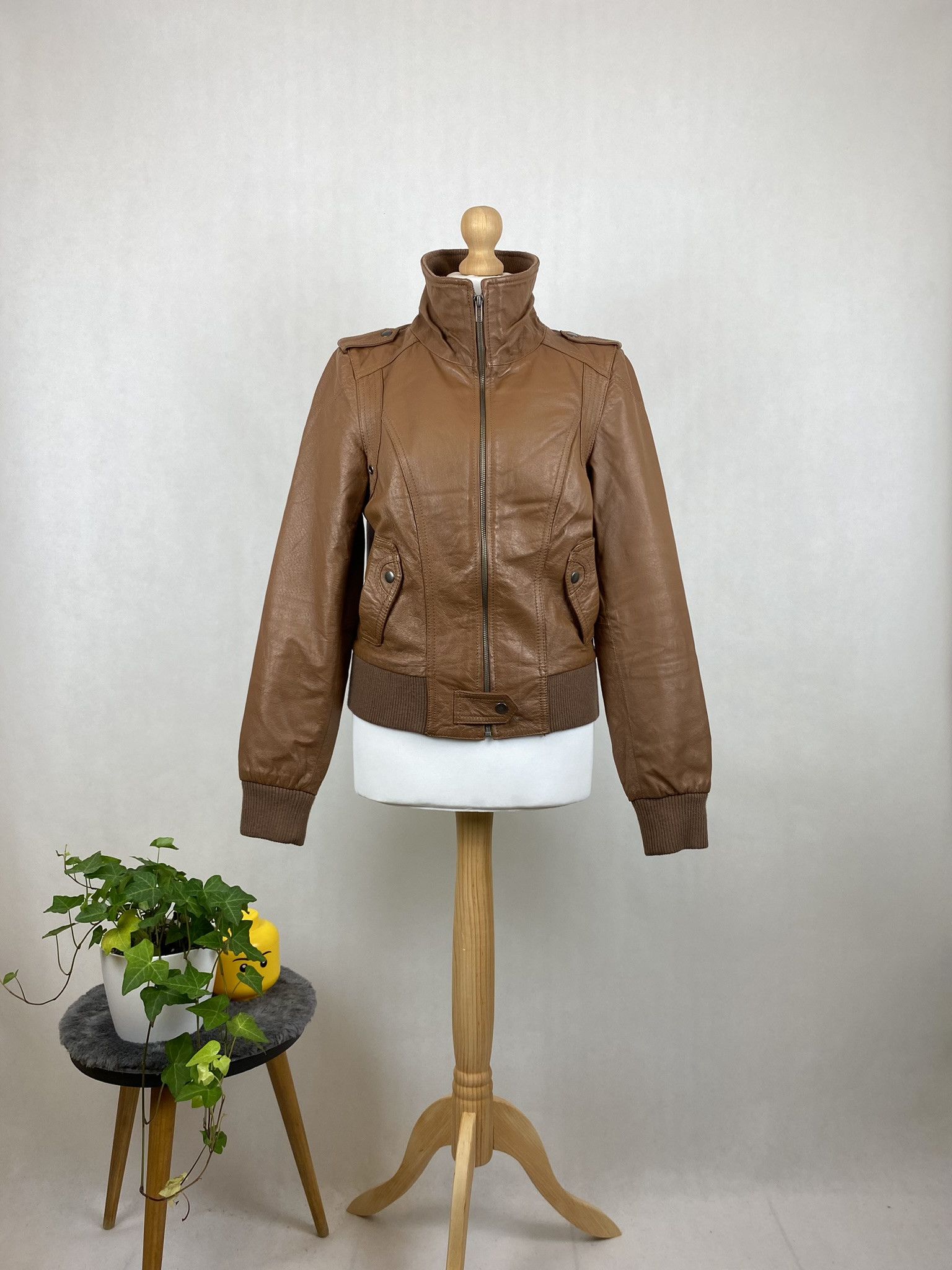 Genuine Leather × Vintage real leather jacket vintage vera pelle big collar zip Size M / US 6-8 / IT 42-44 - 1 Thumbnail