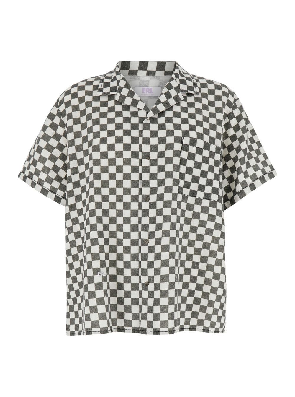 ERL Black and White Bowling Shirt with Check Motif in Cotton and Linen Man Size US S / EU 44-46 / 1 - 1 Thumbnail