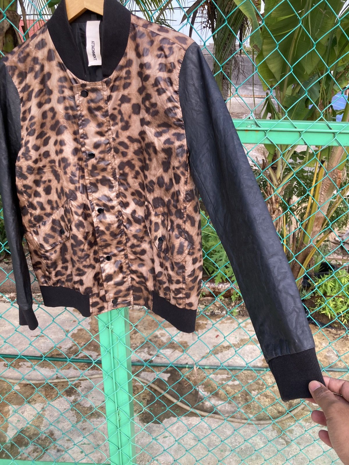 Kazuyuki Kumagai Attachment Kazuyuki Kumagai Leopard Print Leather Sleeves Bomber Jacket Size US M / EU 48-50 / 2 - 4 Thumbnail