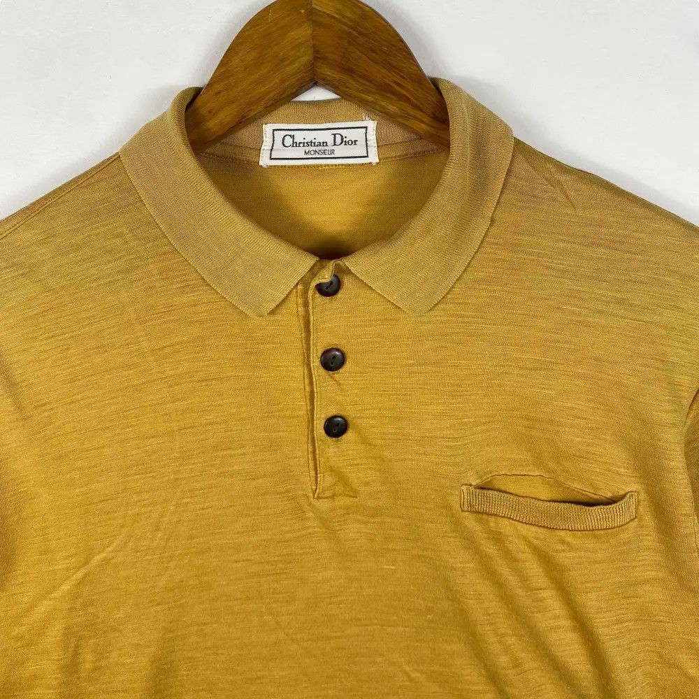 Christian Dior Monsieur Vintage 90's CHRISTIAN DIOR Monsieur Pocket Mustard Polo Size US L / EU 52-54 / 3 - 2 Thumbnail