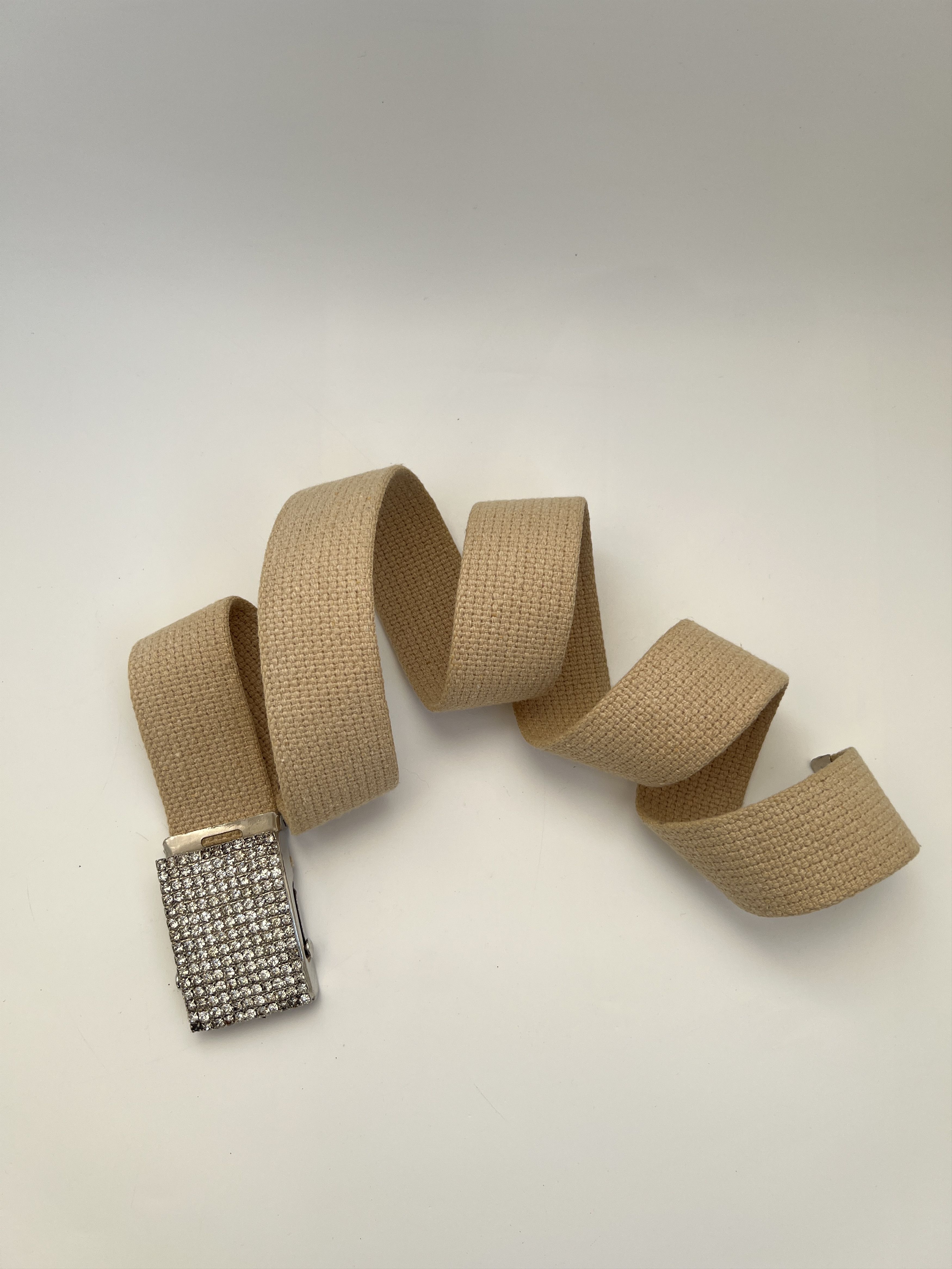 Vintage Y2K Rhinestones Buckle Cotton Belt BB Style Size ONE SIZE - 3 Thumbnail