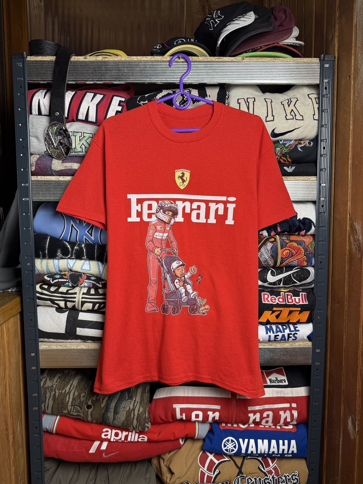 Ferrari FUNNY FERARRI F1 MICHAEL SCHUMACHER RED RACING TEE 90’S Size US L / EU 52-54 / 3 - 1 Thumbnail