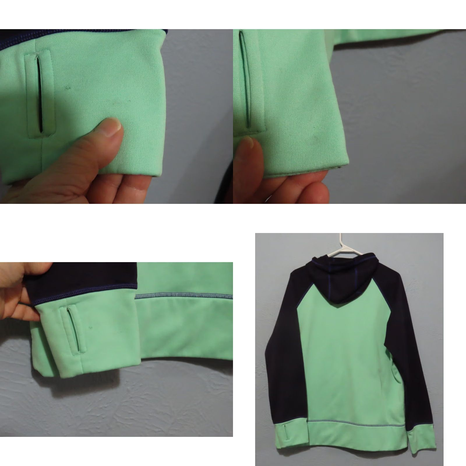 Nike Nike Therma Hoodie Womens XL Green Purple Fleece Raglan Swoosh Geometric Thumb Holes Pullover Size XL / US 12-14 / IT 48-50 - 8 Thumbnail