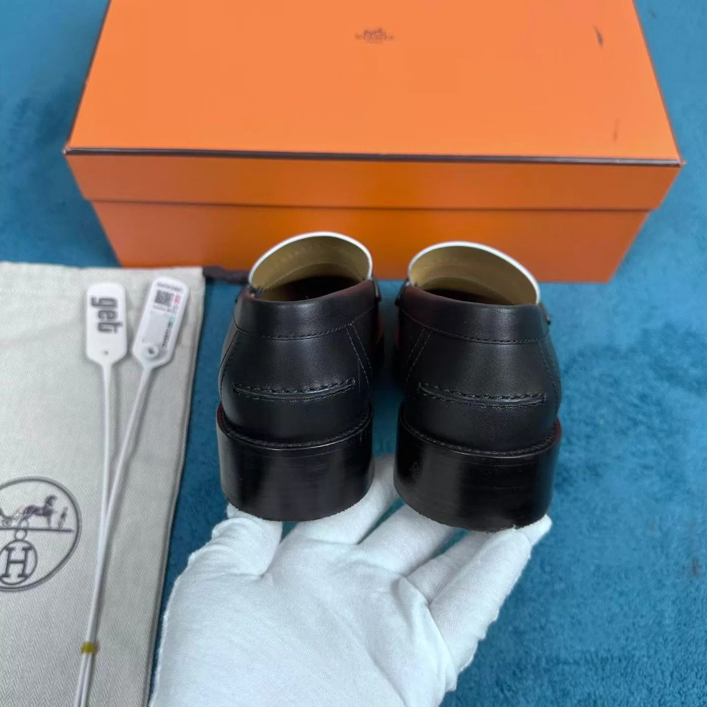 Hermes Hermès Hour Top-Grain Leather Loafer Black/White 36 Size US 5.5 / IT 35.5 - 4 Thumbnail