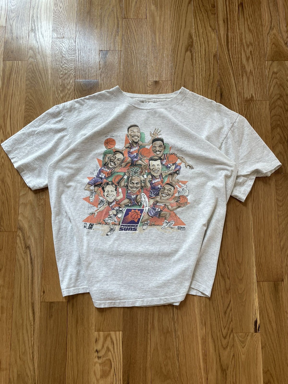 image of Made In USA x NBA VTG Phoenix Suns Big Head Caricature 90's T-Shirt Salem XL in Grey, Men's