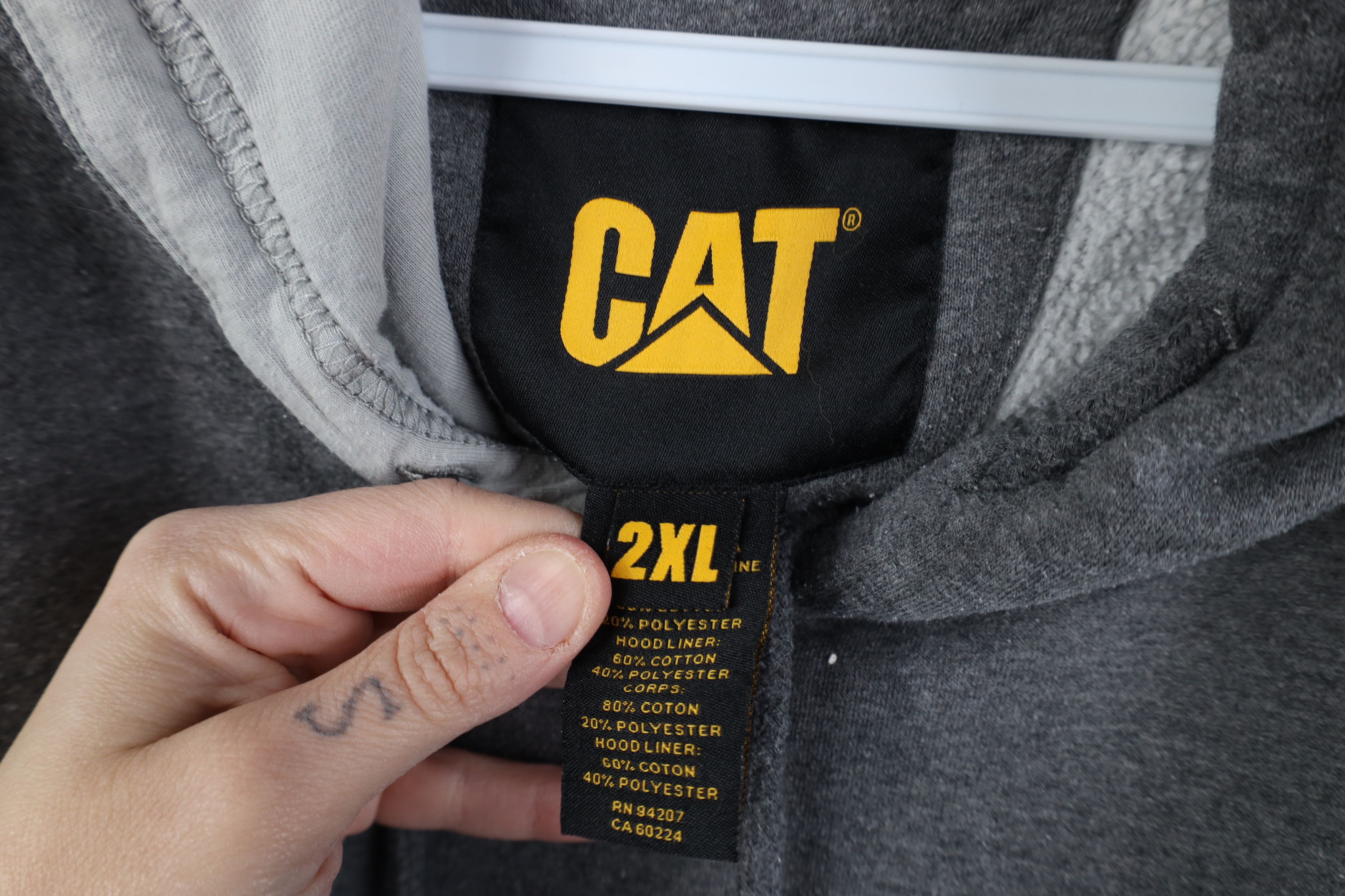 Caterpillar Vintage Y2K Cat Caterpillar Spell Out Big Logo Heavy Hoodie Size US XXL / EU 58 / 5 - 9 Thumbnail